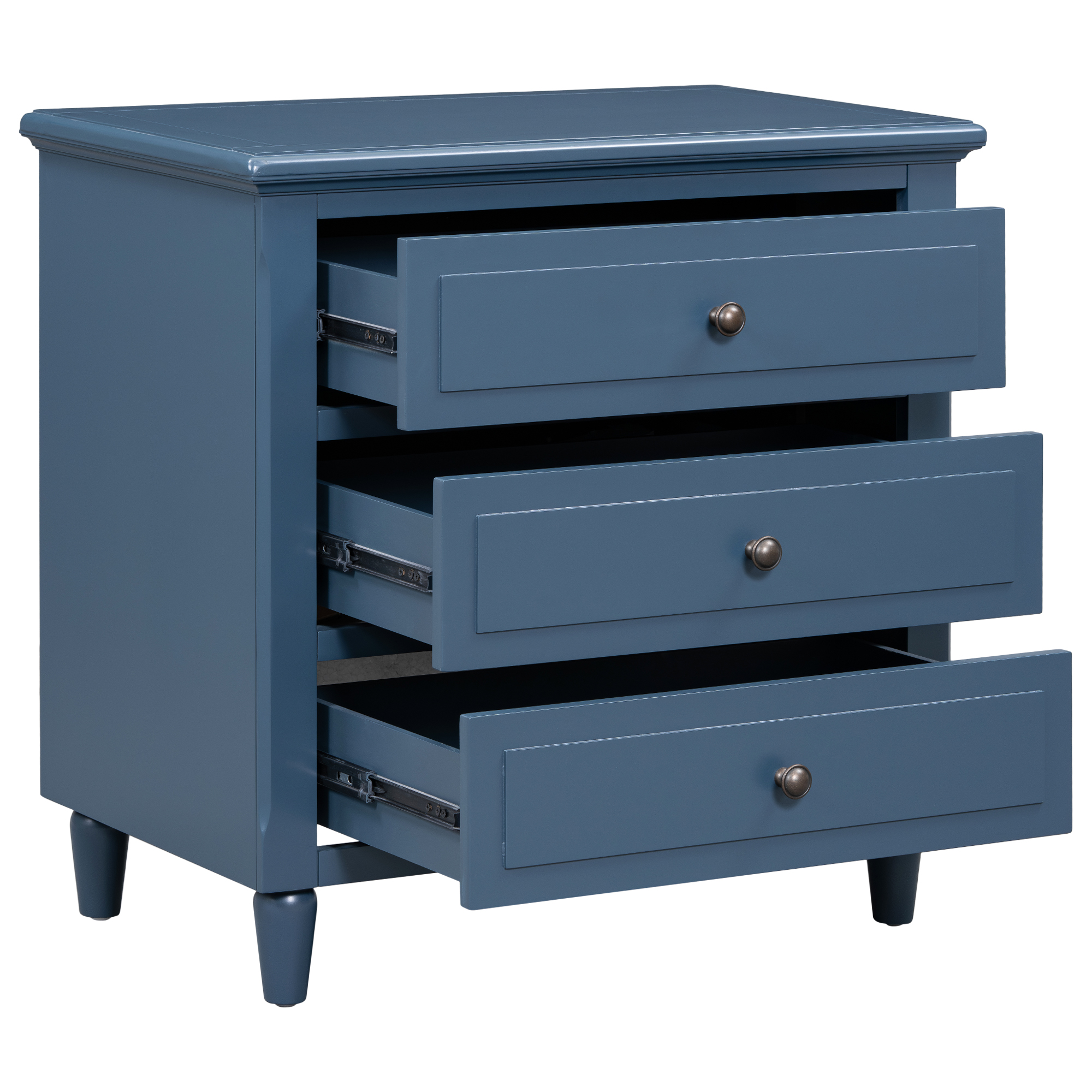 U_STYLE 3-Drawer Nightstand Storage Wood Cabinet