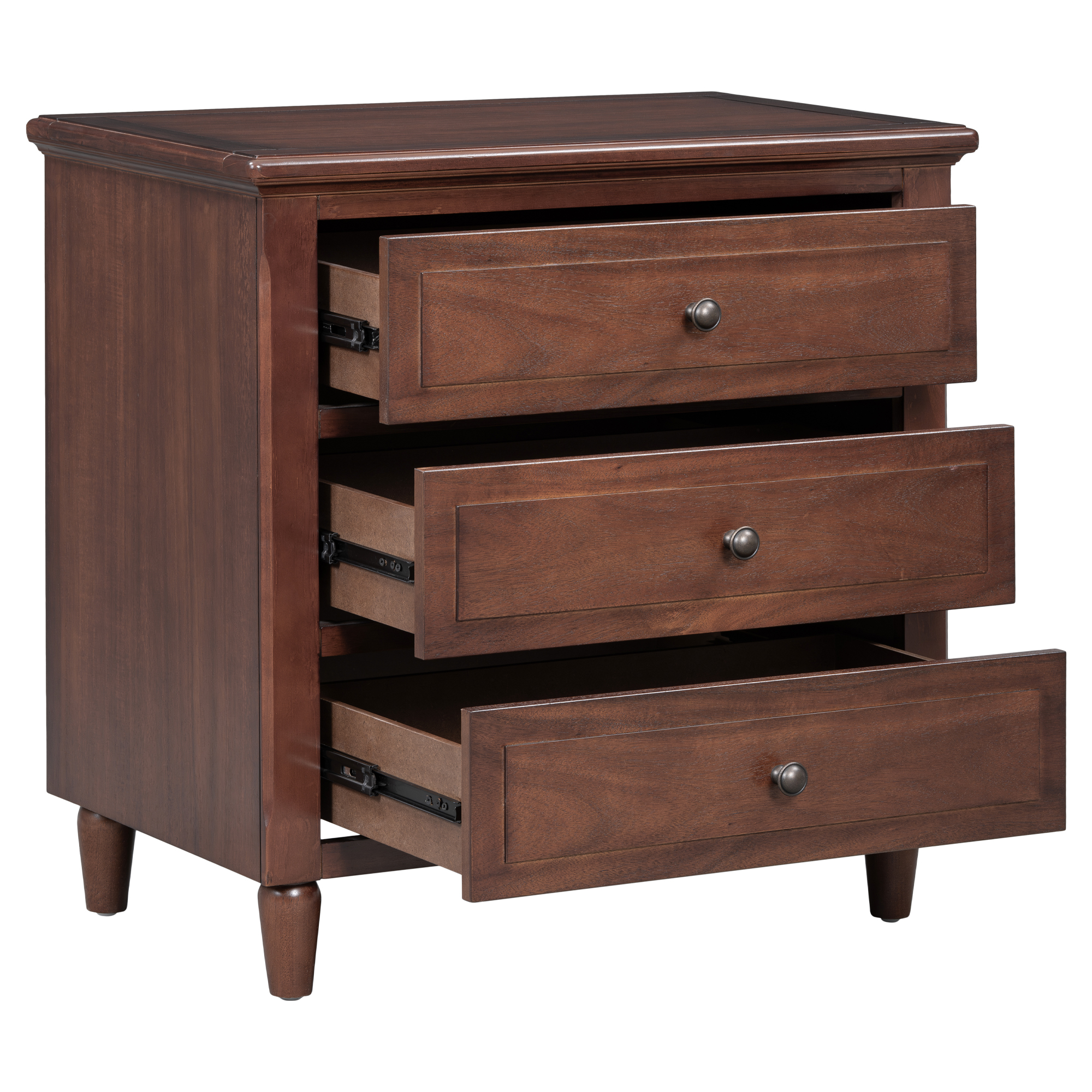 U_STYLE 3-Drawer Nightstand Storage Wood Cabinet