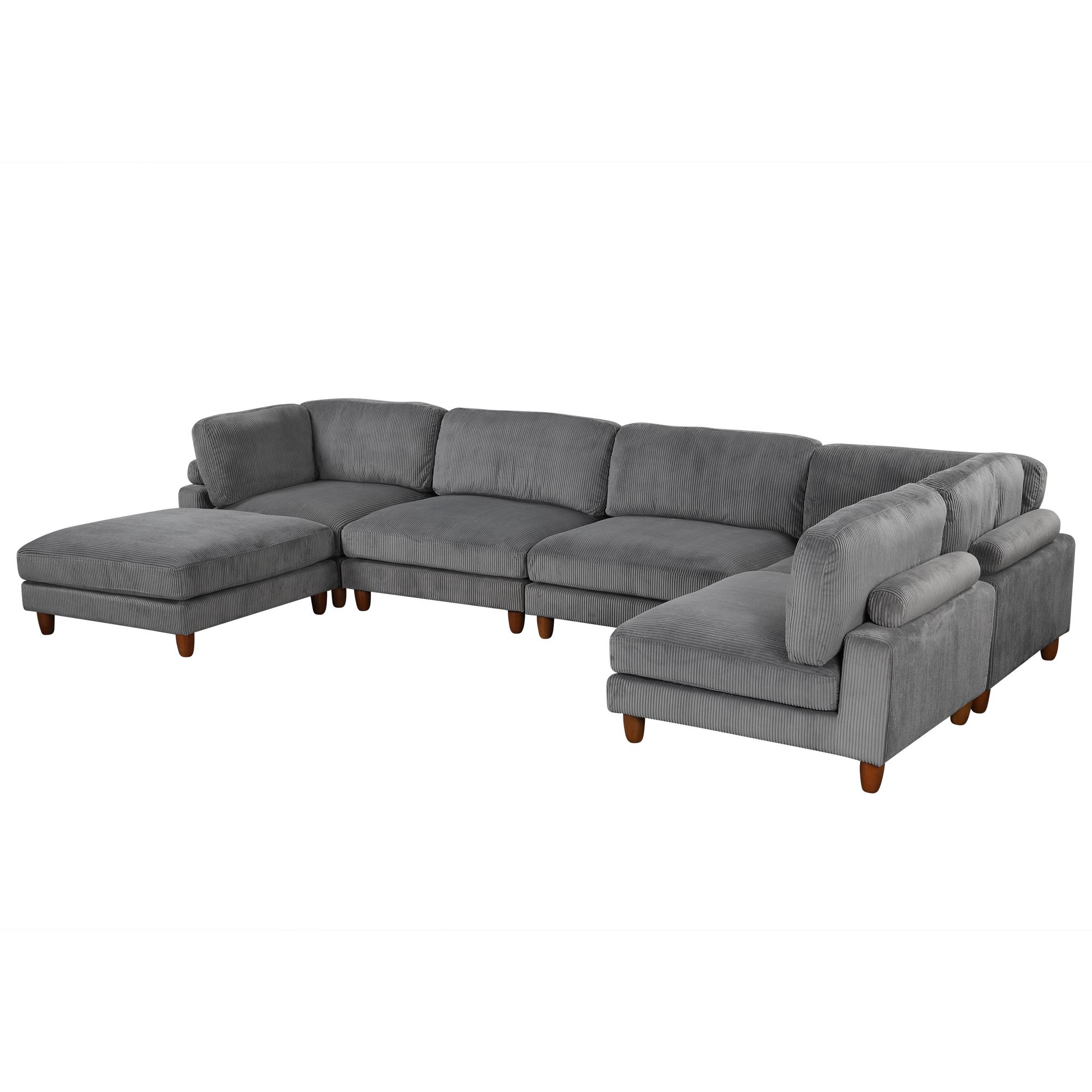 U-style 163''Modular Sectional Sofa,with Ottoman L Shaped Corner Sectional for Living Room,,Office,  Apartment (6-Seater)