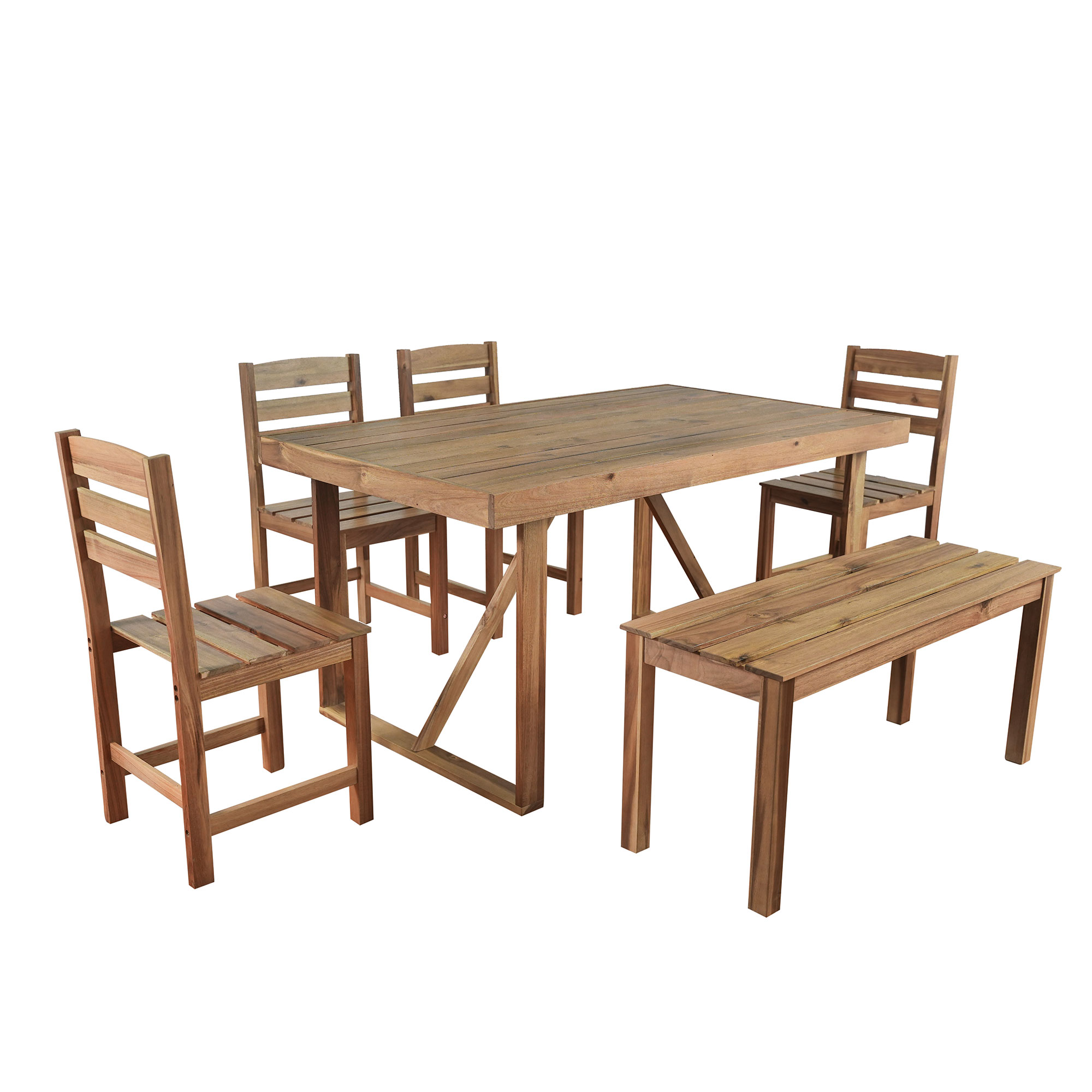 U_Style   High-quality Acacia Wood Outdoor Table and Chair Set, Suitable for Patio, Balcony, Backyard