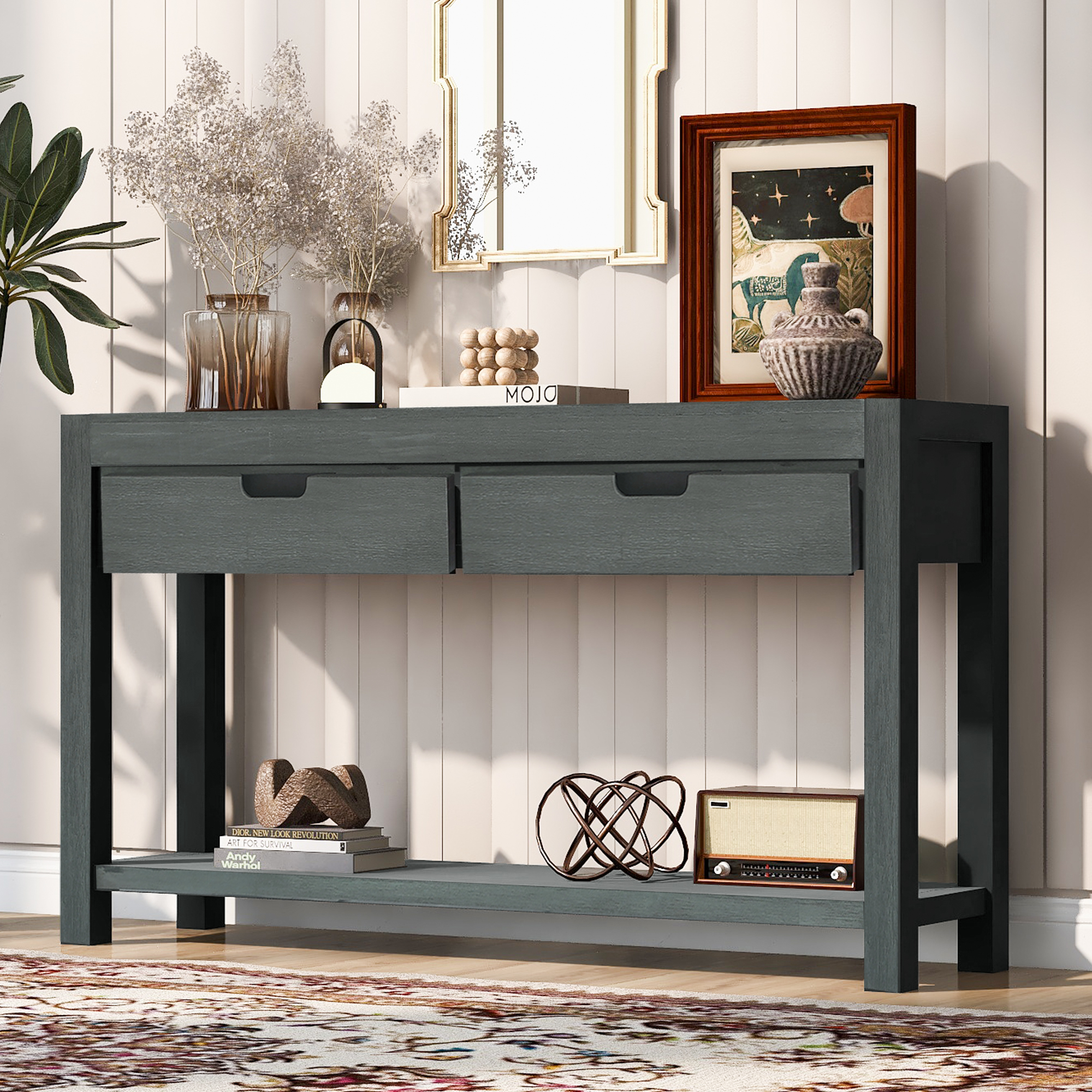 U_STYLE  Console Table Entryway Table for Hallway Living Room with 2 Drawers and 1 Shelf