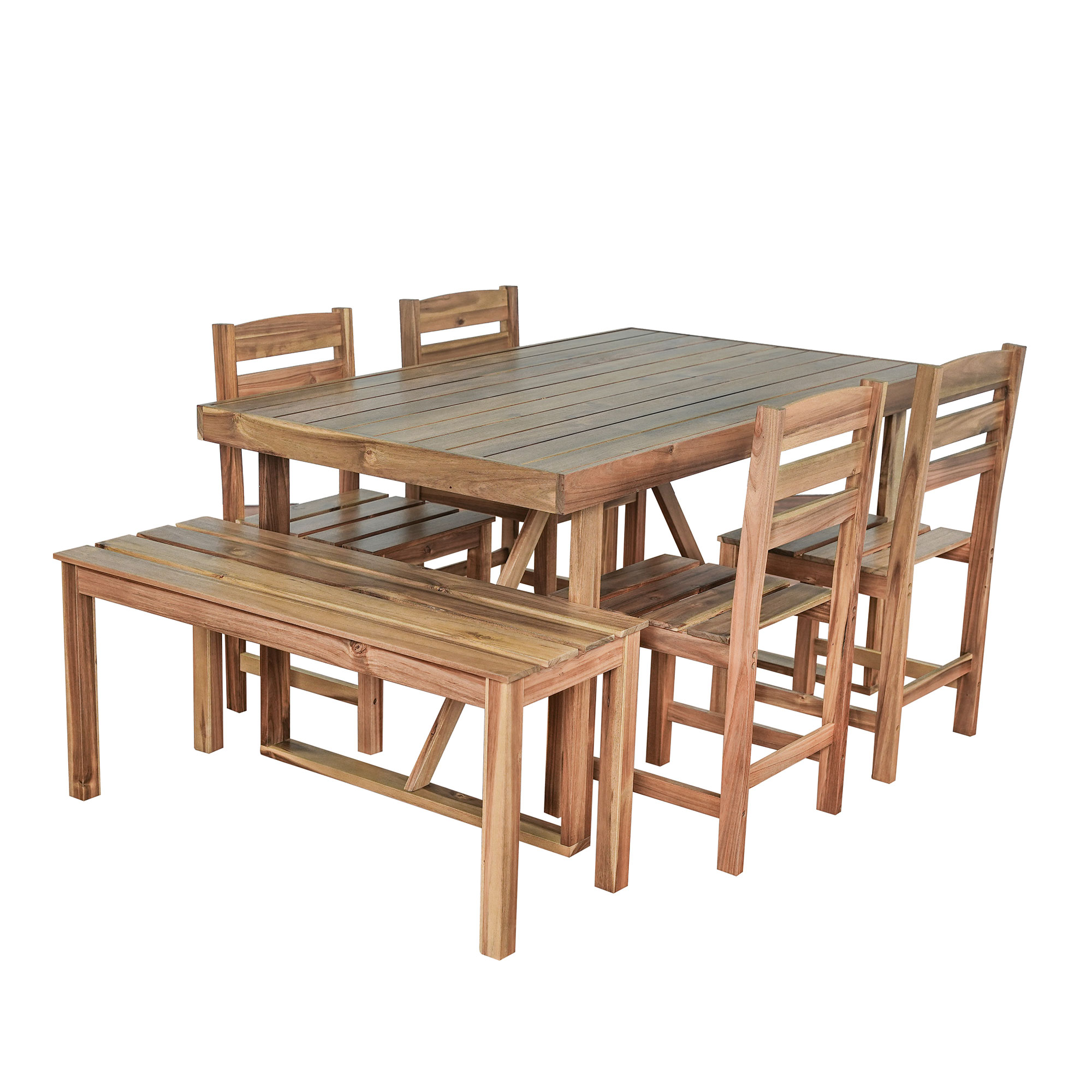 U_Style   High-quality Acacia Wood Outdoor Table and Chair Set, Suitable for Patio, Balcony, Backyard