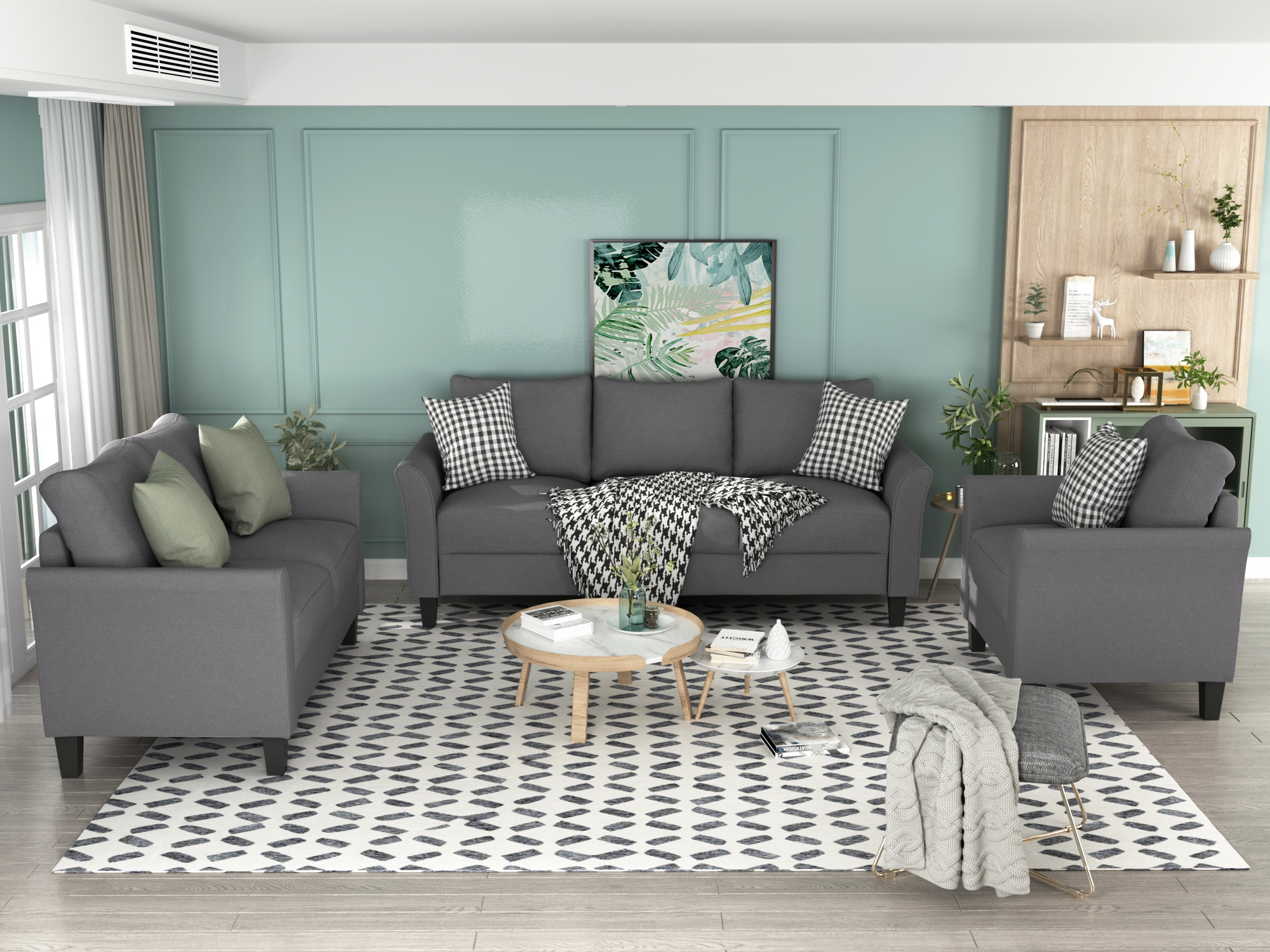 Polyester-blend 3 Pieces Sofa Set,  Living Room Set-Boyel Living