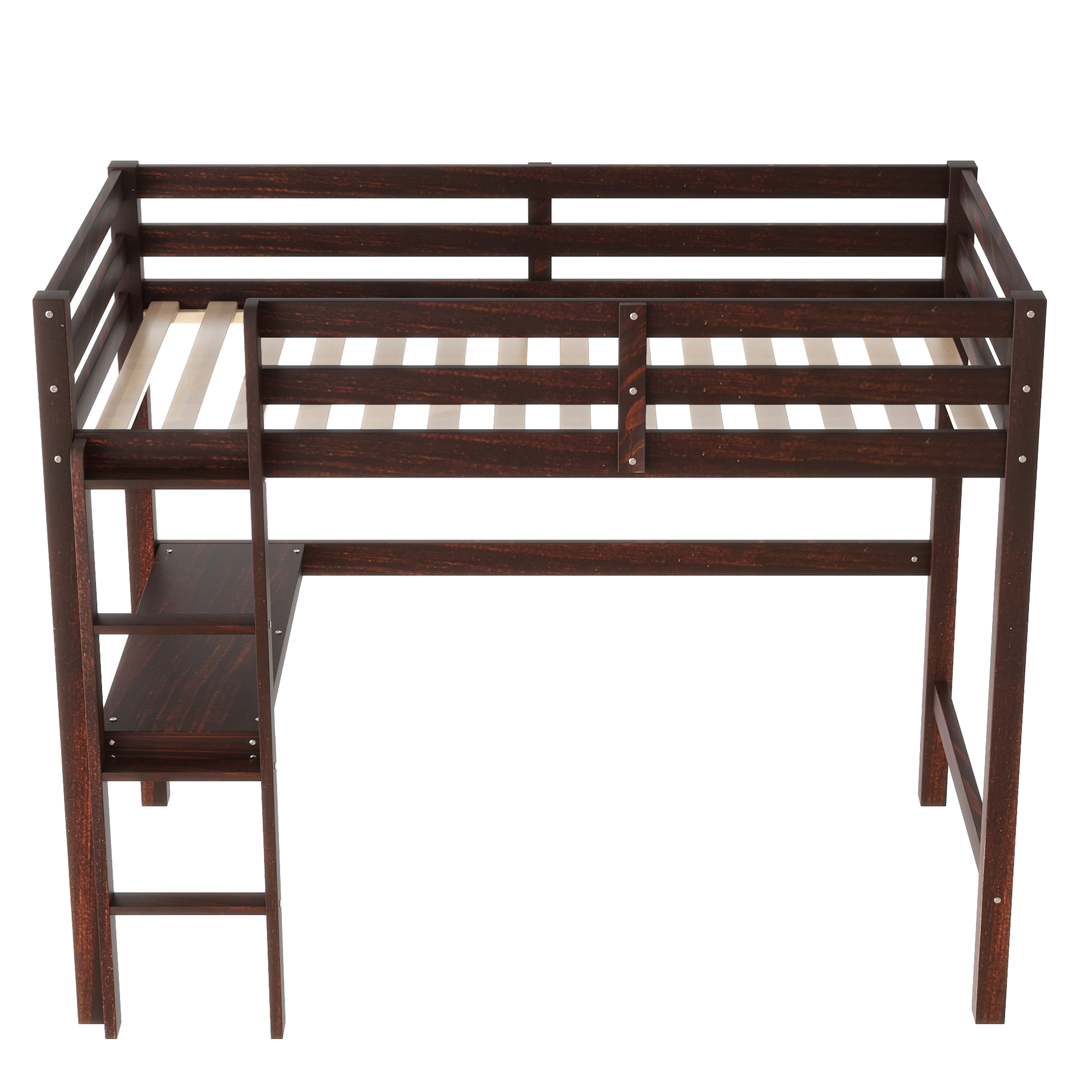 Twin Loft Bed with  built-in desk,Espresso