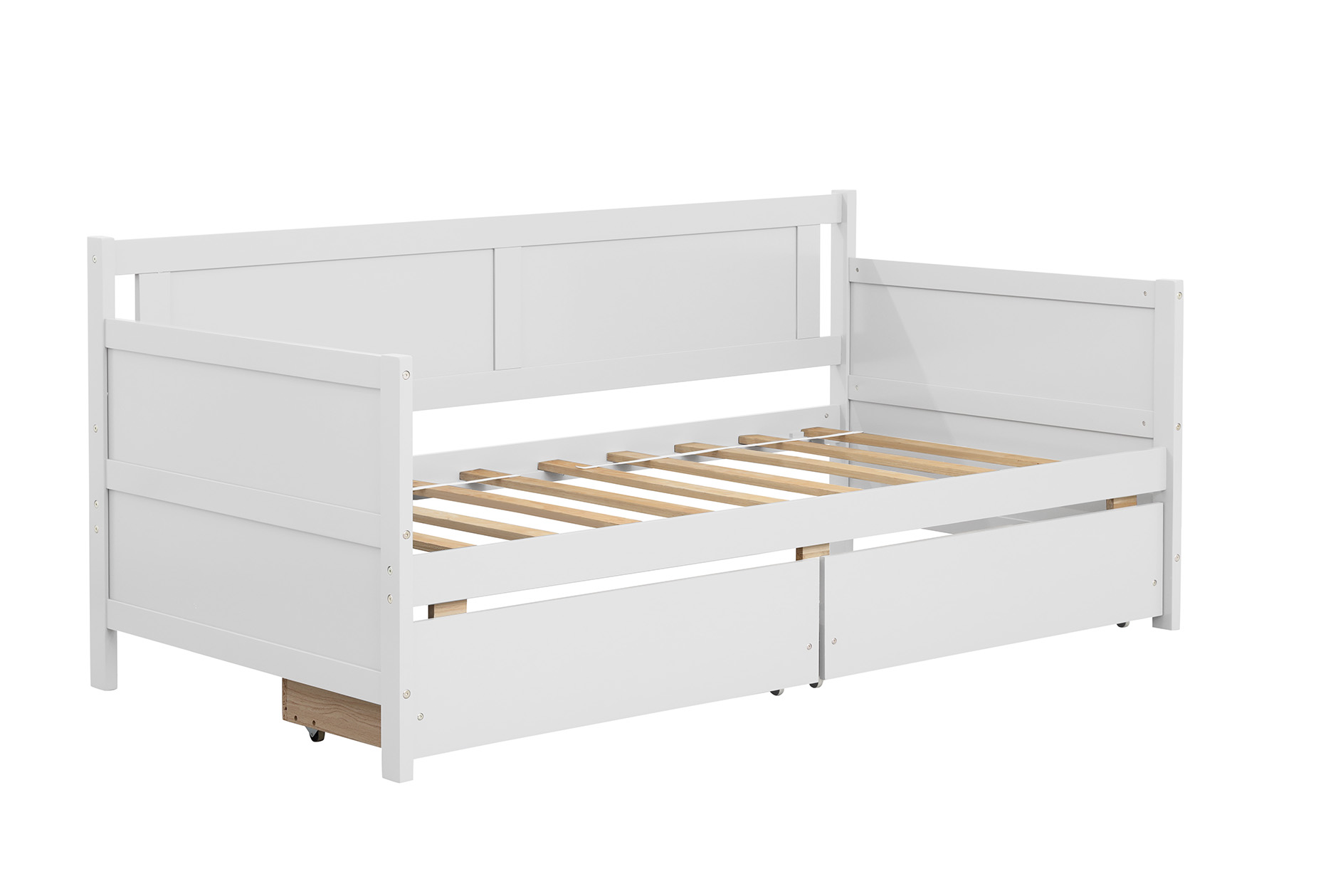 Daybed with two drawers, Twin size Sofa Bed, Two Storage Drawers for Bedroom,Living Room ,White(New SKU:W504P149045)