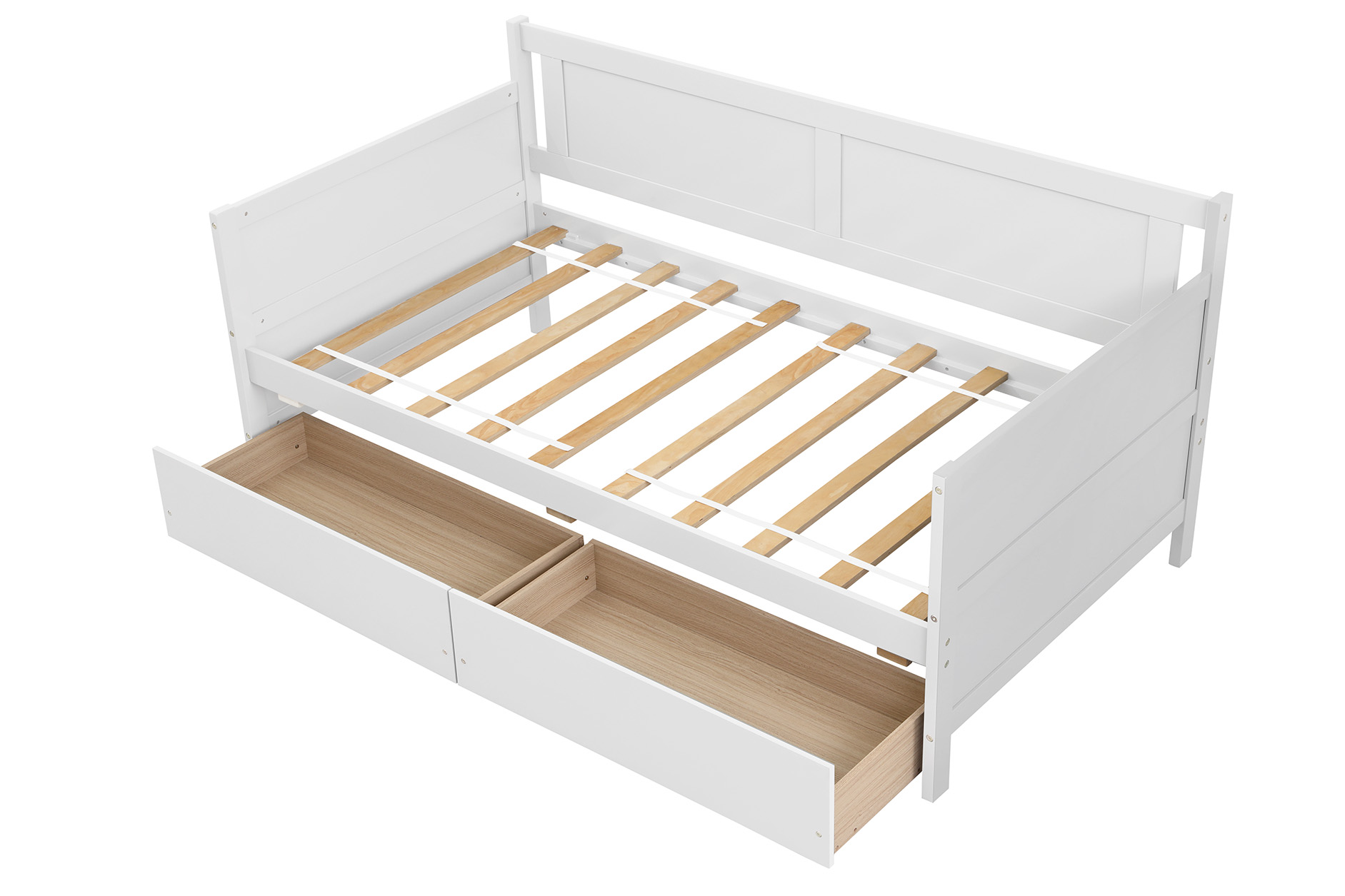 Daybed with two drawers, Twin size Sofa Bed, Two Storage Drawers for Bedroom,Living Room ,White(New SKU:W504P149045)