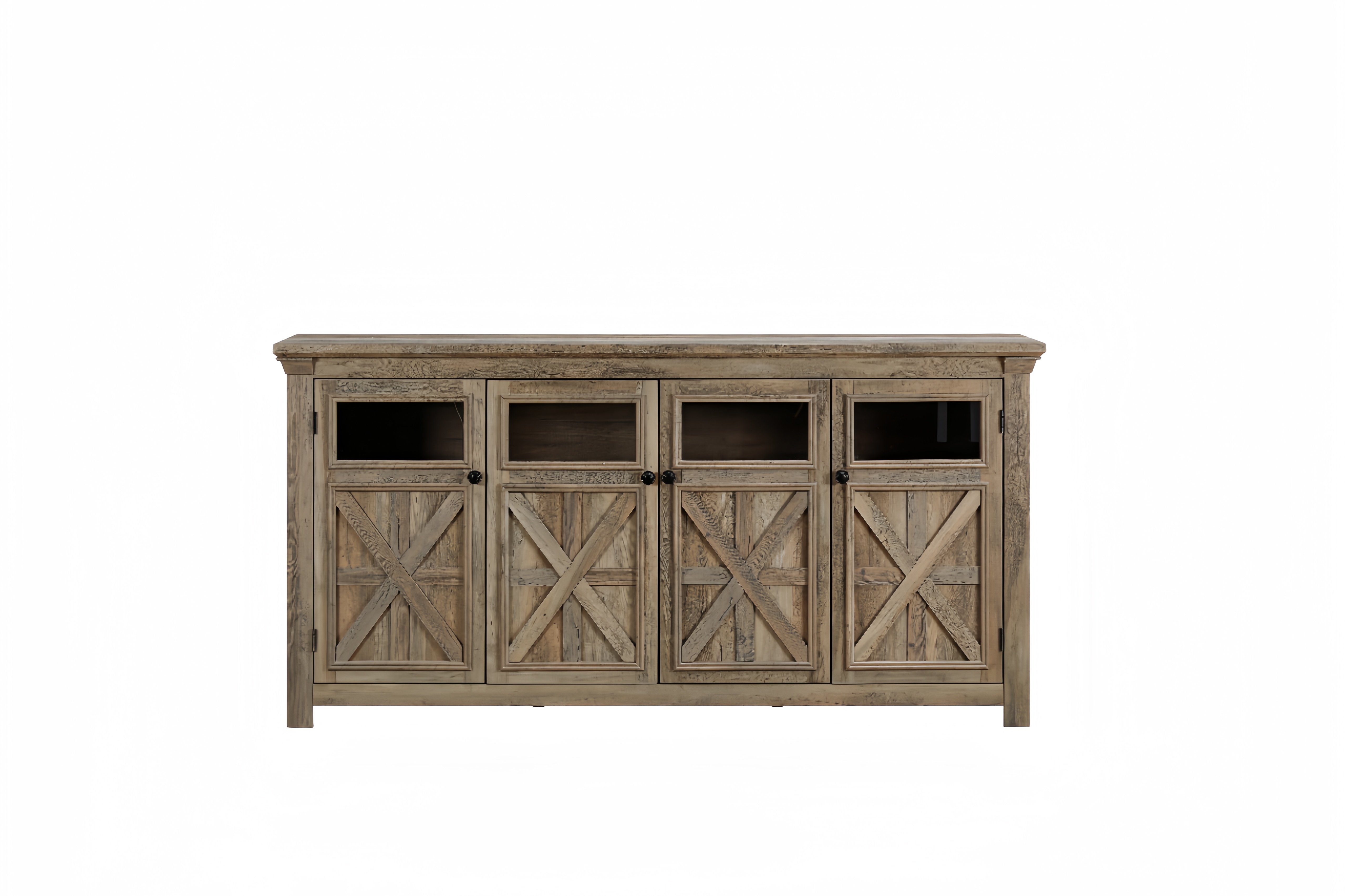 4 Doors Cabinet Farmhouse Buffet Sideboard Cabinet Bar cabinet Farmhouse TV Stand Barn Design Four cabinet Buffet Table Coffee Bar Wine Bar Storage Cabinet for Dining Room Gray Wash