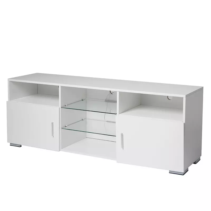 TV Stand for 32-60 inch TV, Modern Television Table Center Media Console with Drawer and Led Lights, Matt Entertainment Center for Living Game Room Bedroom.