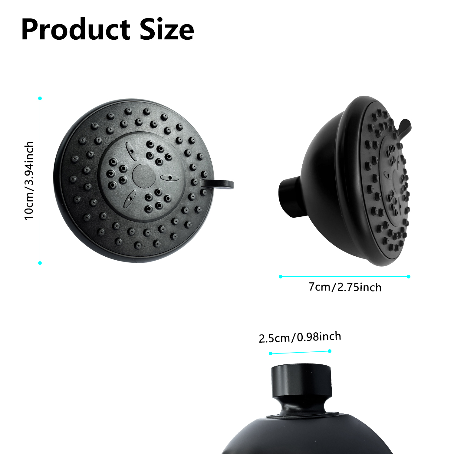 High-Pressure Rain Shower Head With 3 Spray Modes, 4 inch Fixed Bathroom Rainfall Showerhead With Adjustable Swivel Ball Joint, Bathroom Accessories