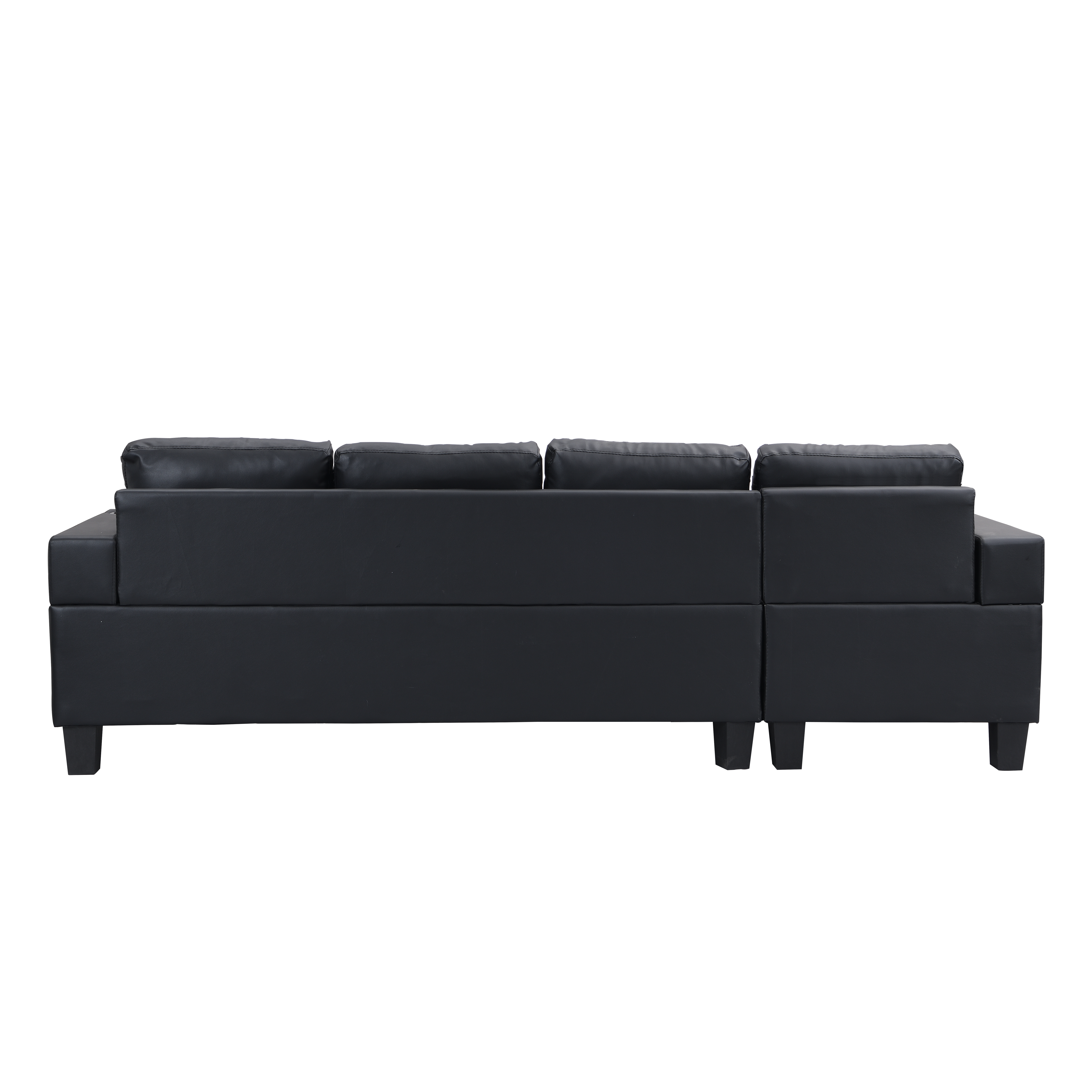 Sectional Sofa Set for Living Room with L Shape Chaise Lounge ,cup holder and Left or Right Hand Chaise Modern 4 Seat (BLACK)