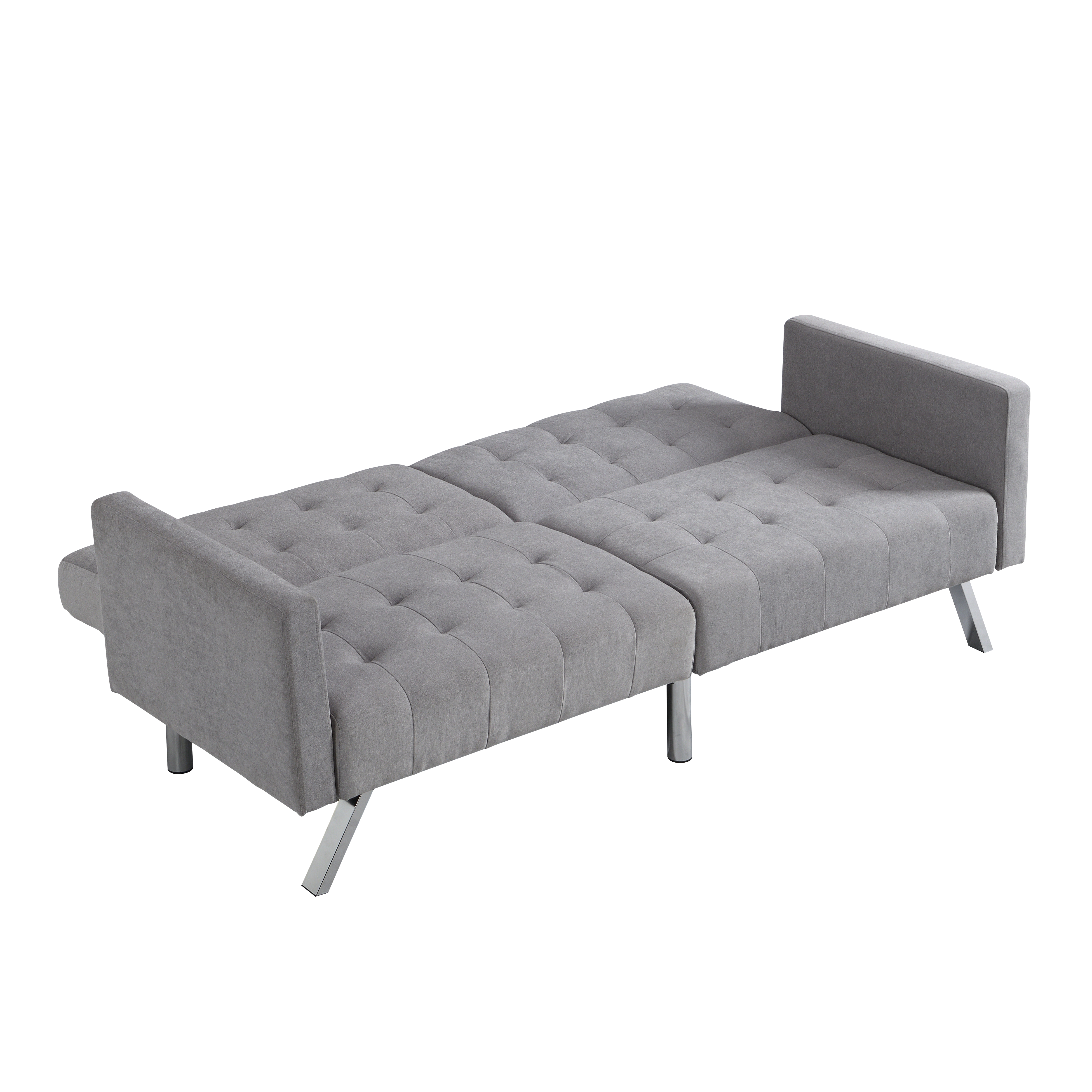 Sofa Bed Convertible Folding Light Grey Lounge Couch Loveseat Sleeper Sofa Armrests Living Room Bedroom Apartment Reading Room