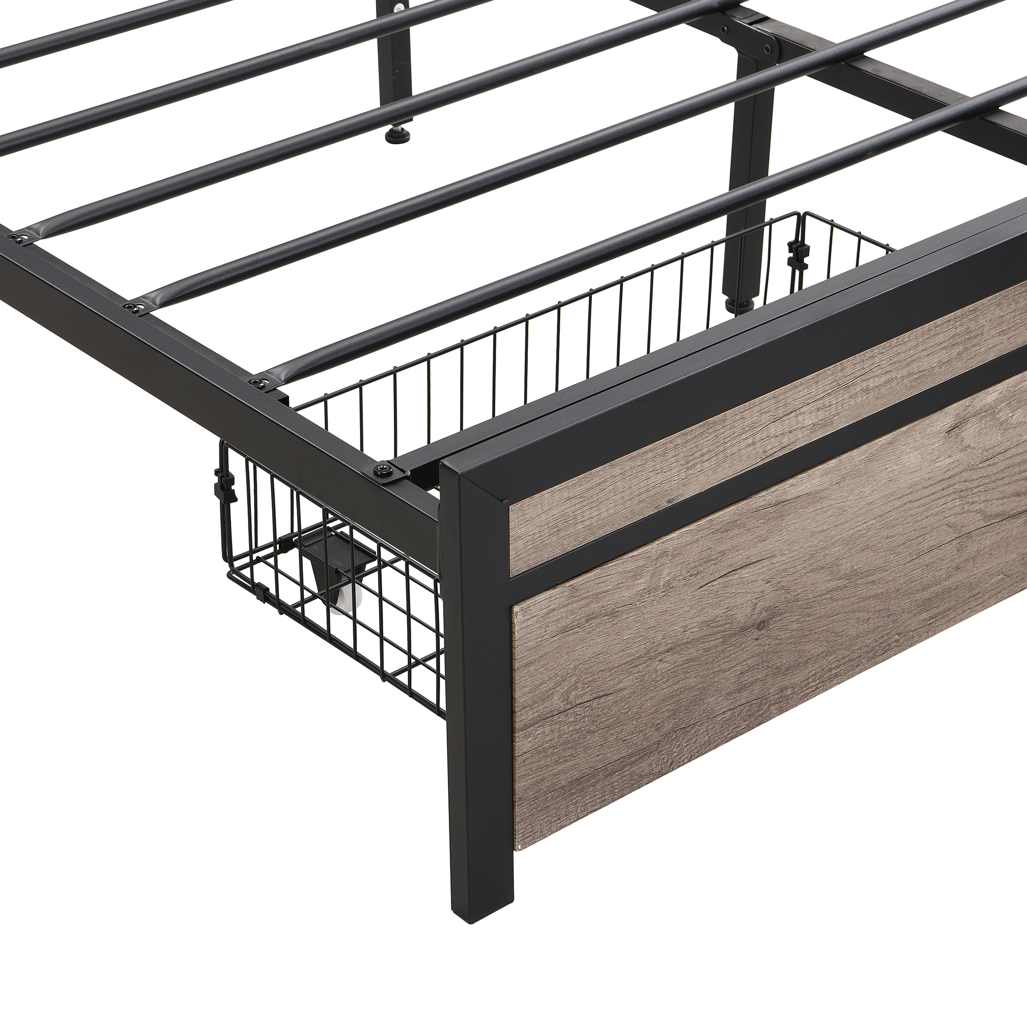 FULL Size Metal Platform Bed Frame with upholstery storage function Headboard and USB LINER and Footboard with drawers, No Box Spring Needed, Large Under Bed Storage, Easy Assemble