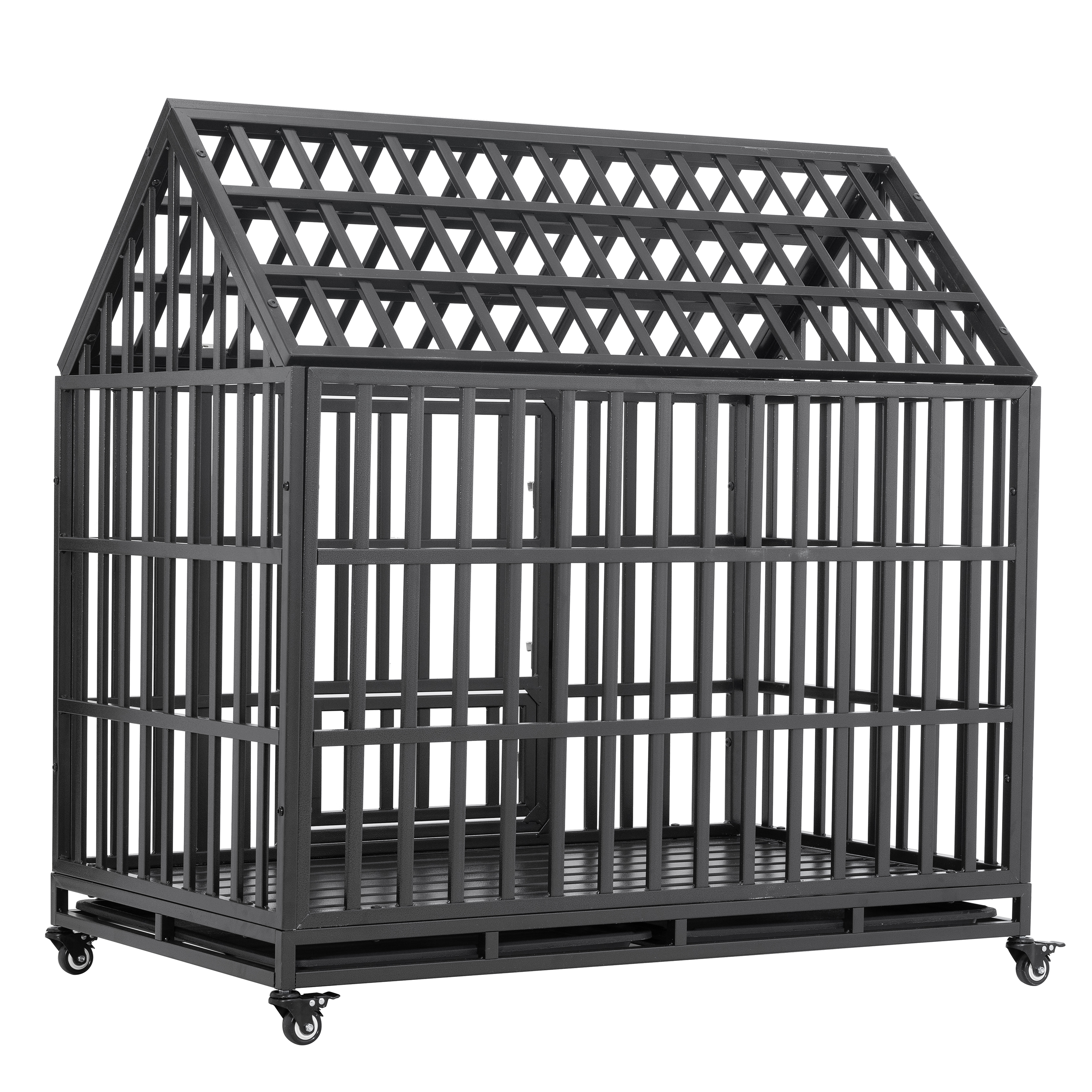 Heavy Duty Dog Cage  pet Crate with Roof & window on roof