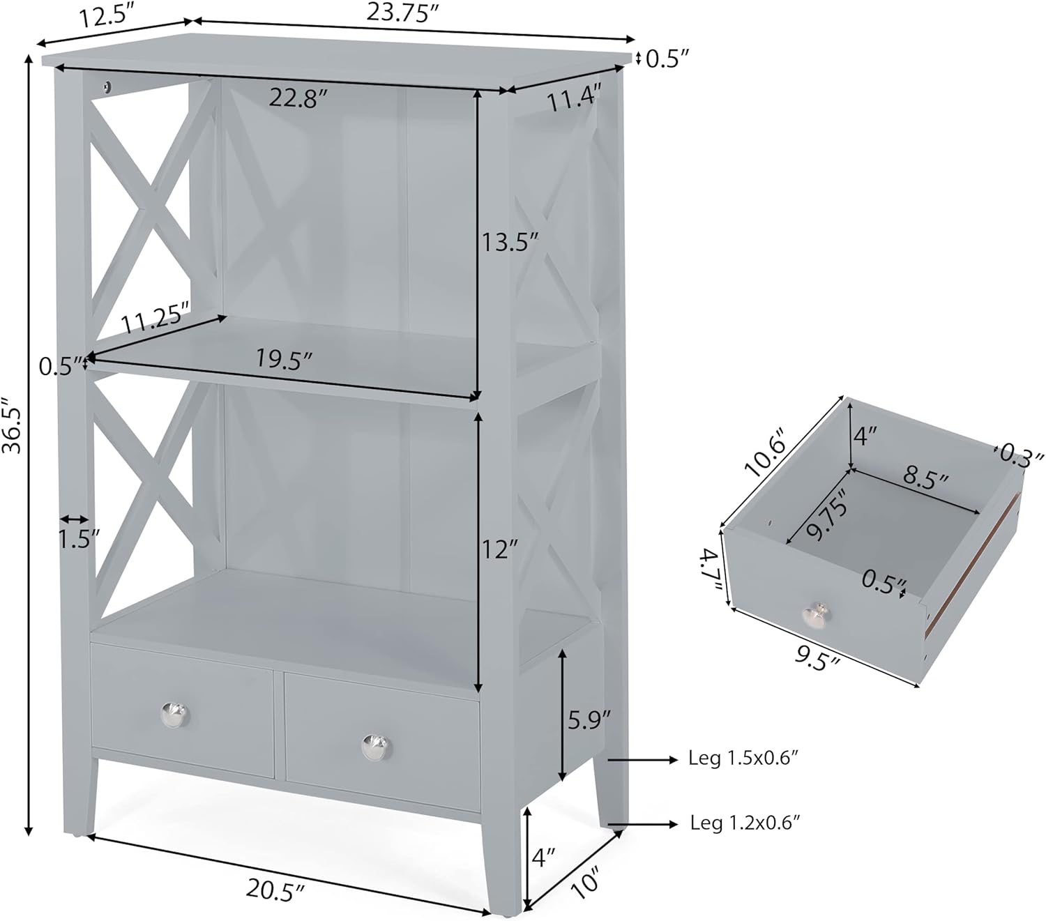 2 DRAWER STORAGE RACK