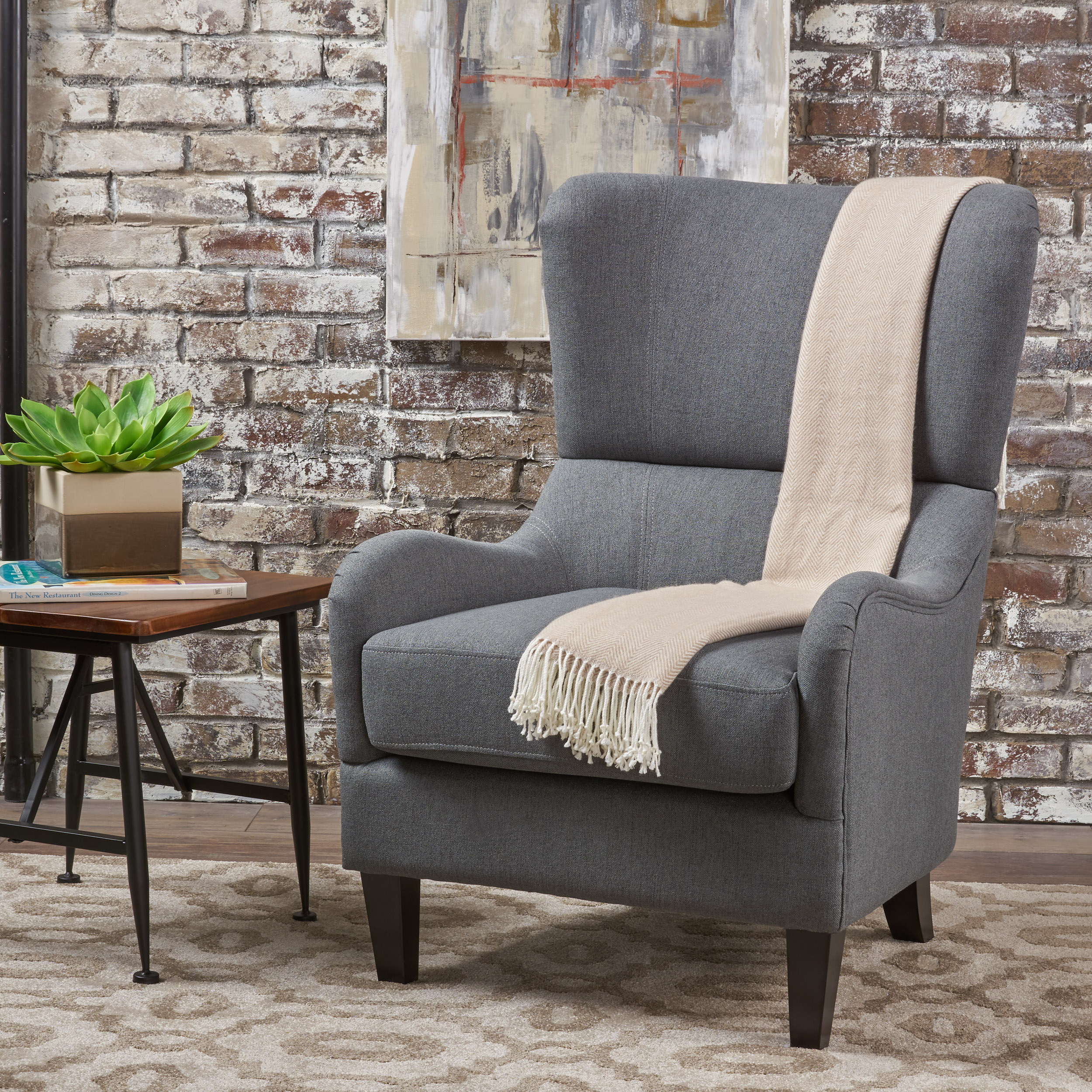 Modern Upholstered Armchair with Solid Leg, Leisure Single Sofa Chair for Living Room Bedroom Reading and Studio