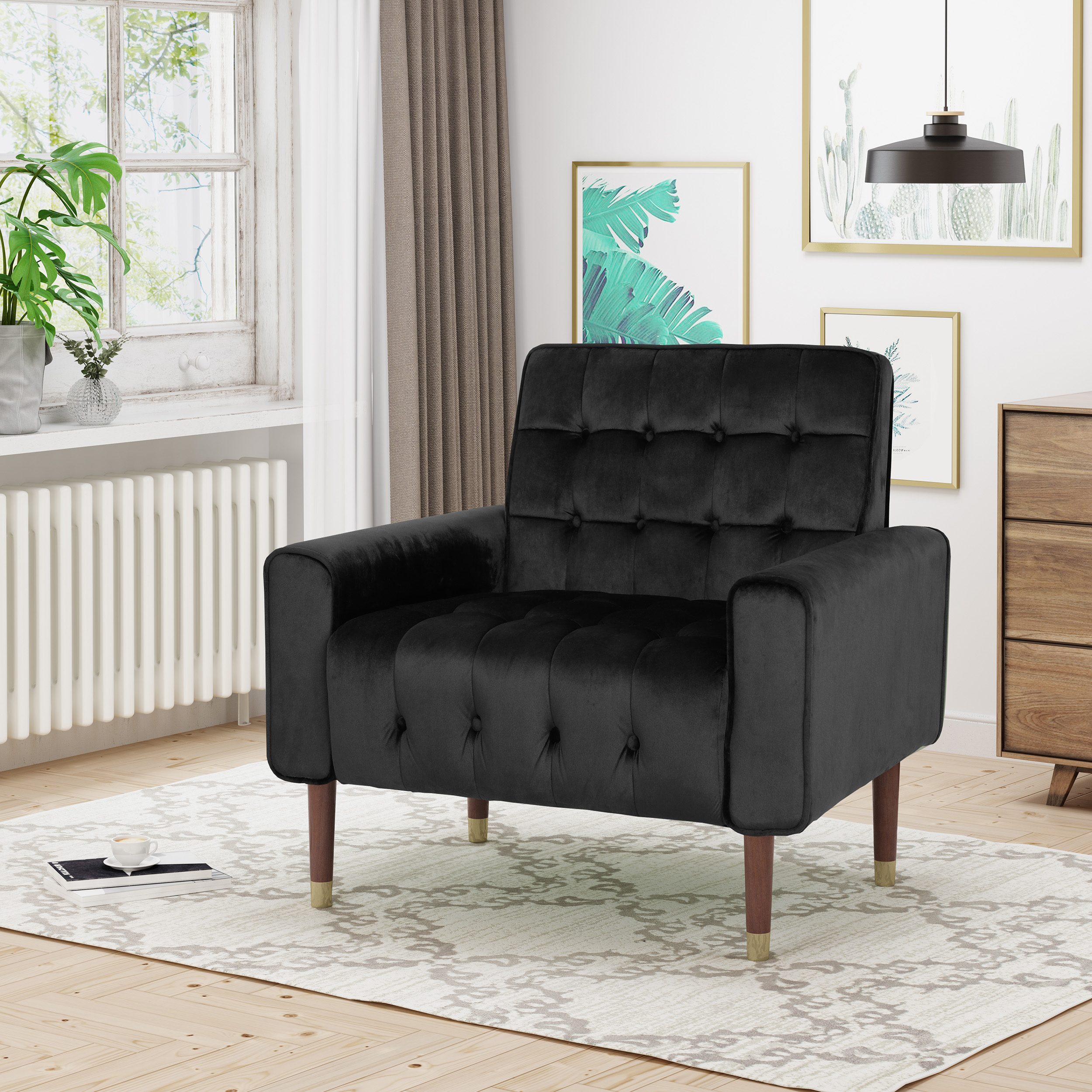 Mirod Comfy Arm Chair with Tufted Back , Modern for Living Room, Bedroom and  Study