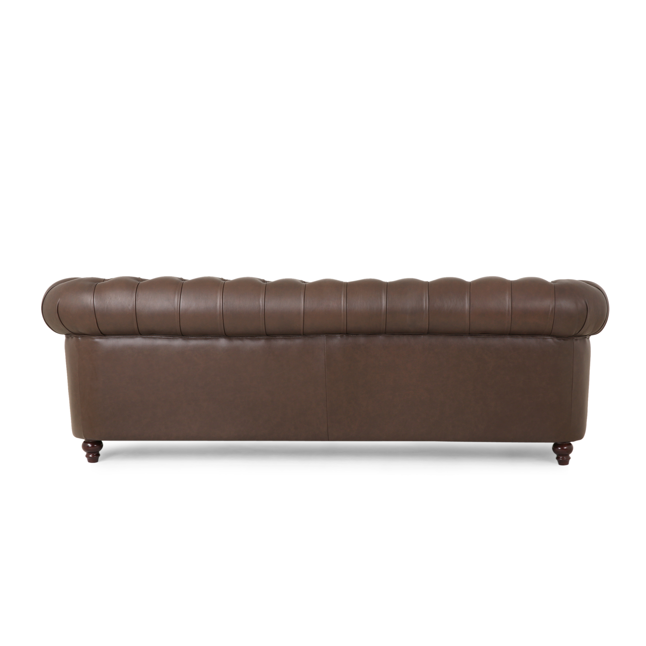 95'' Comfortable Dark Brown 2-Seater Sofa with Rolled Arms, Midcentury Modern 2 Seater Sofa Couch, Loveseat for Large Spaces, Living Room, Easy Tool-Free Assembly