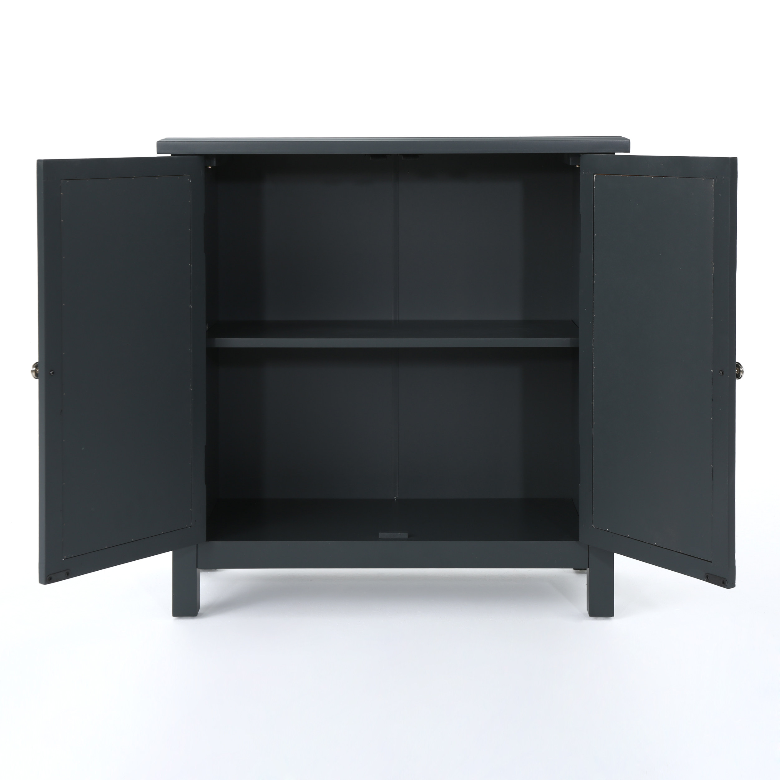 Firwood Mirror Finished Double Door Cabinet, Charcoal Grey