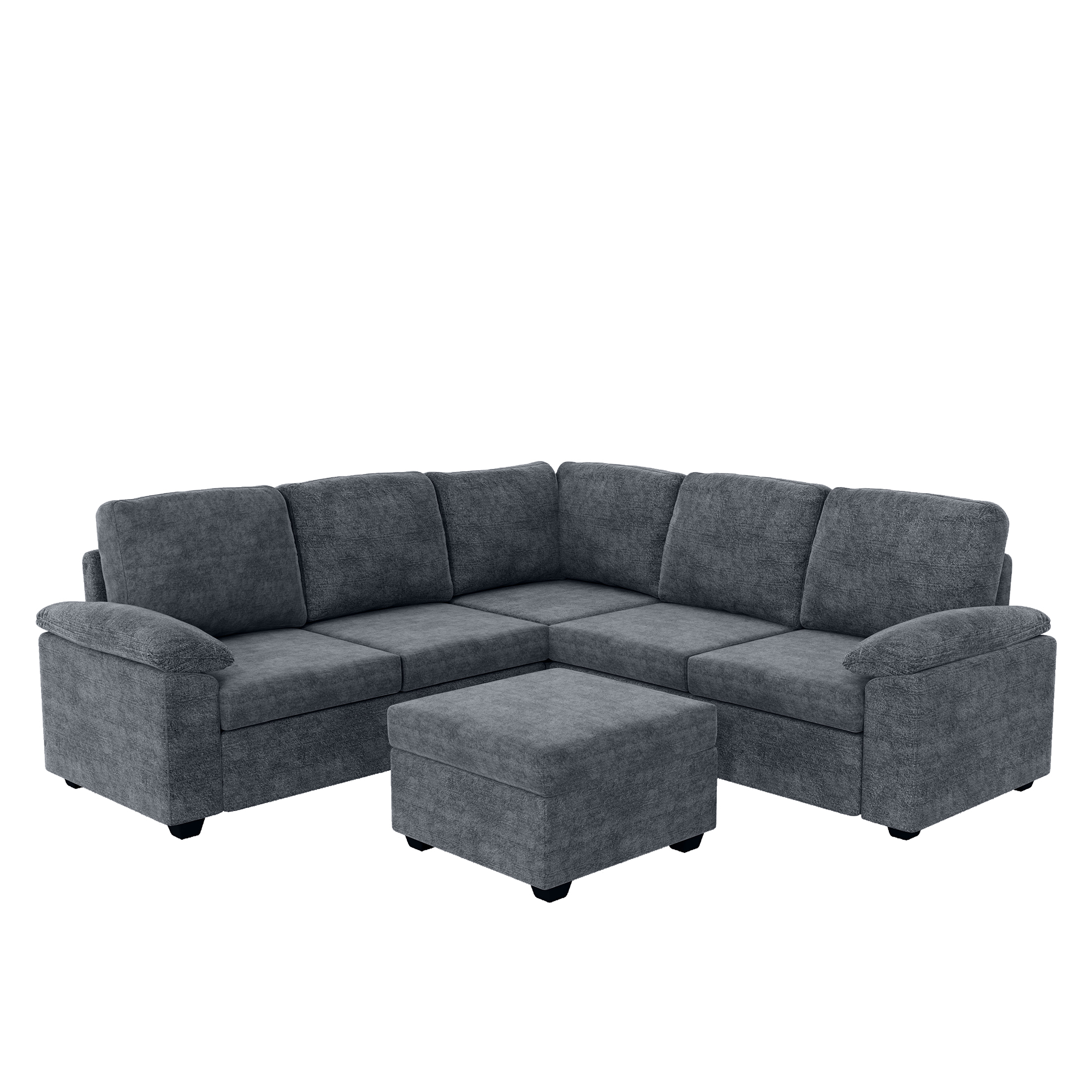 [VIDEO provided] [New] 84*84" Modern Velvet Sectional Sofa Set,Large U Shaped Upholstered Corner Couch with Ottoman,Armrest Pillow,6 Seat Indoor Furniture for Living Room,Apartment,Office,2 Colors