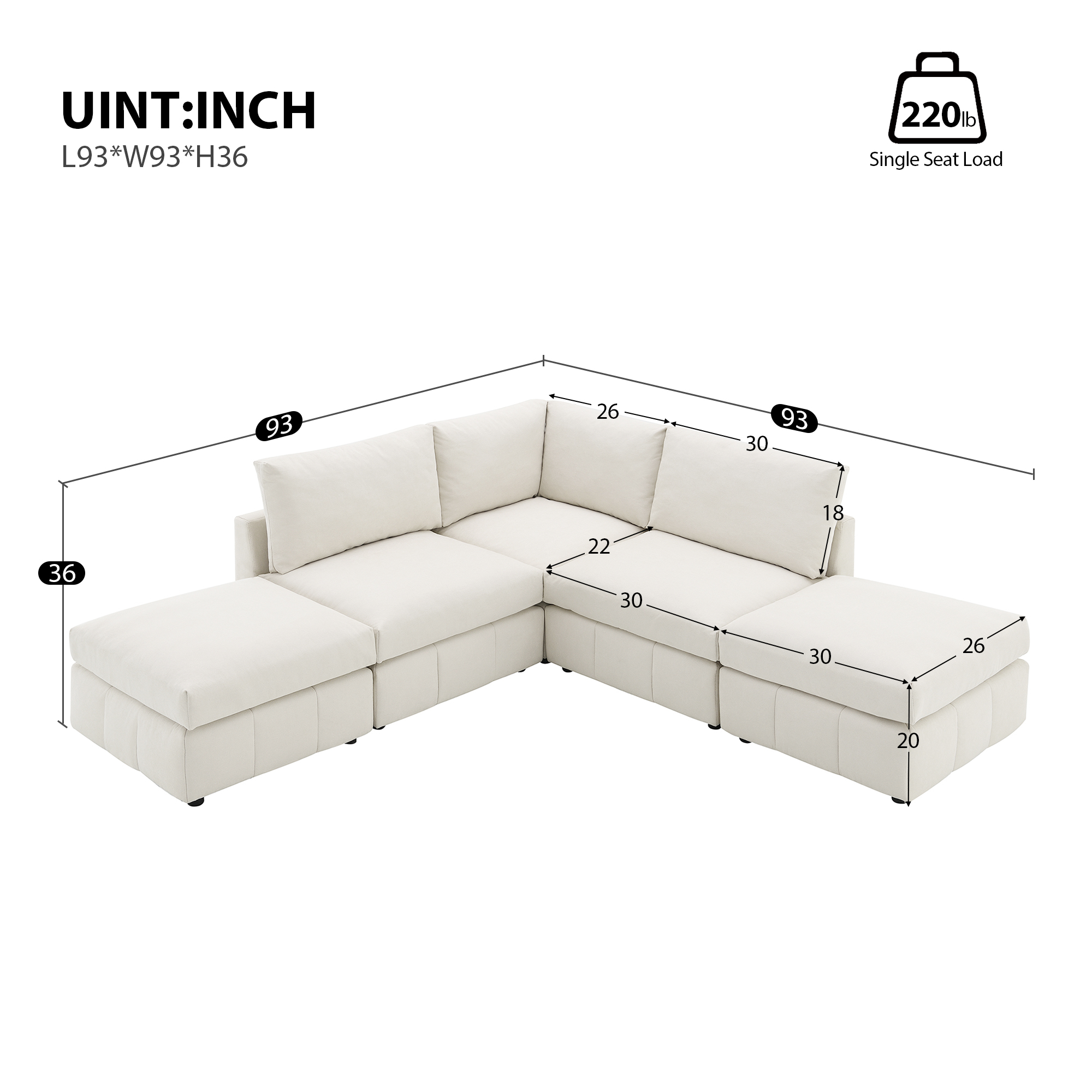 [VIDEO provided][New]93"Modern Sectional Sofa with Vertical Stripes,5-Seat Armless Couch Set with Convertible Ottomans,Various Combinations,L-Shape Indoor Furniture for Living Room,Apartment, 2 Colors