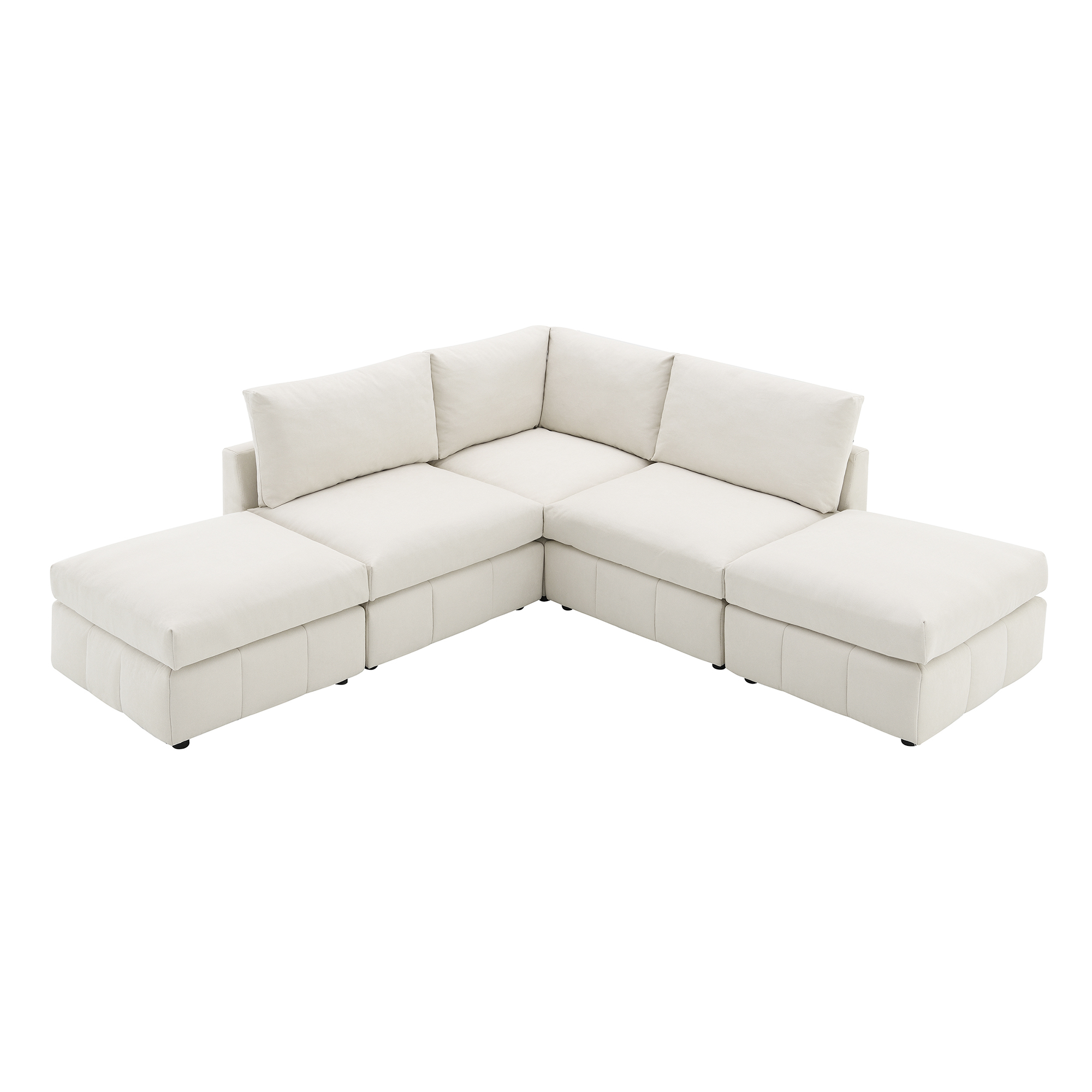 [VIDEO provided][New]93"Modern Sectional Sofa with Vertical Stripes,5-Seat Armless Couch Set with Convertible Ottomans,Various Combinations,L-Shape Indoor Furniture for Living Room,Apartment, 2 Colors