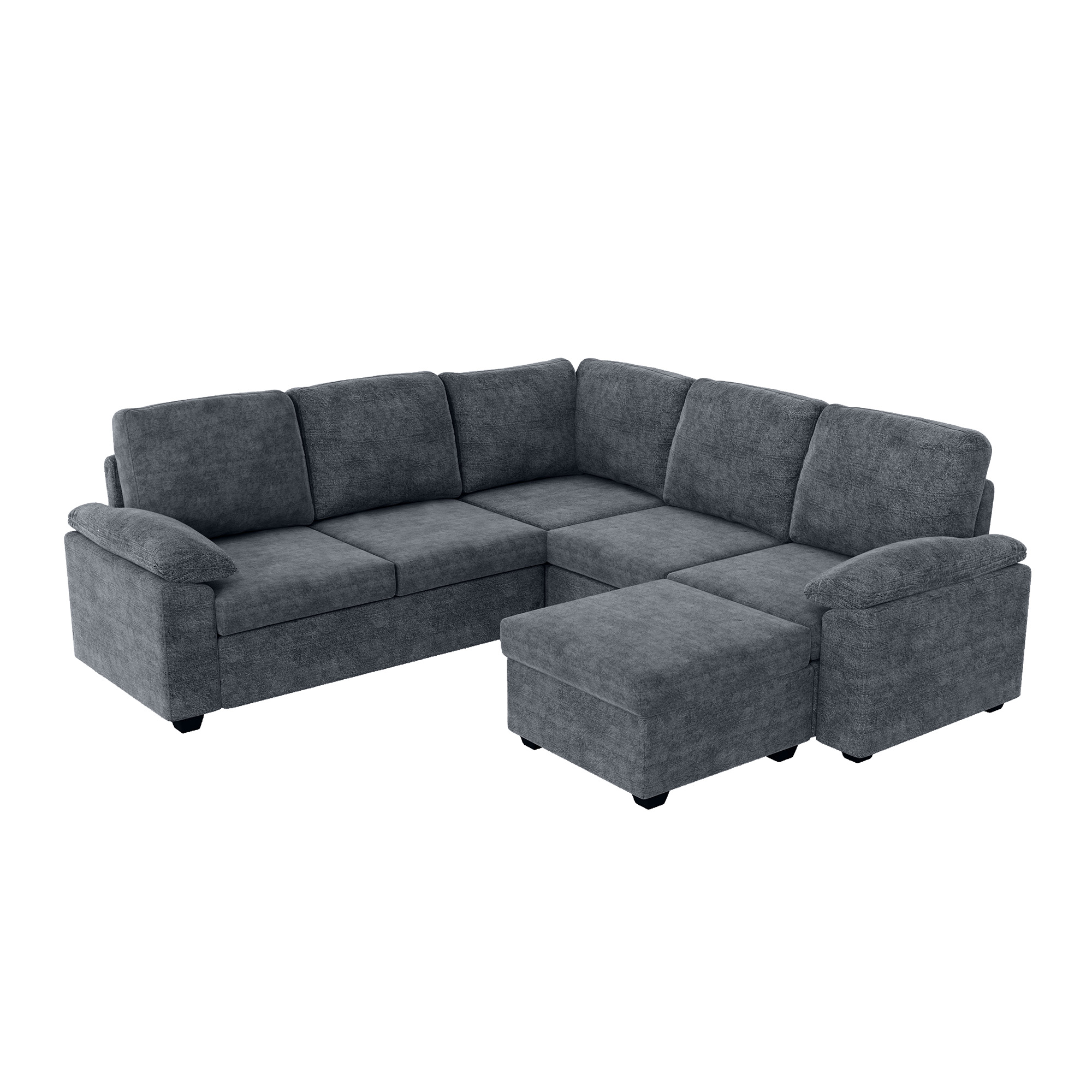 [VIDEO provided] [New] 84*84" Modern Velvet Sectional Sofa Set,Large U Shaped Upholstered Corner Couch with Ottoman,Armrest Pillow,6 Seat Indoor Furniture for Living Room,Apartment,Office,2 Colors