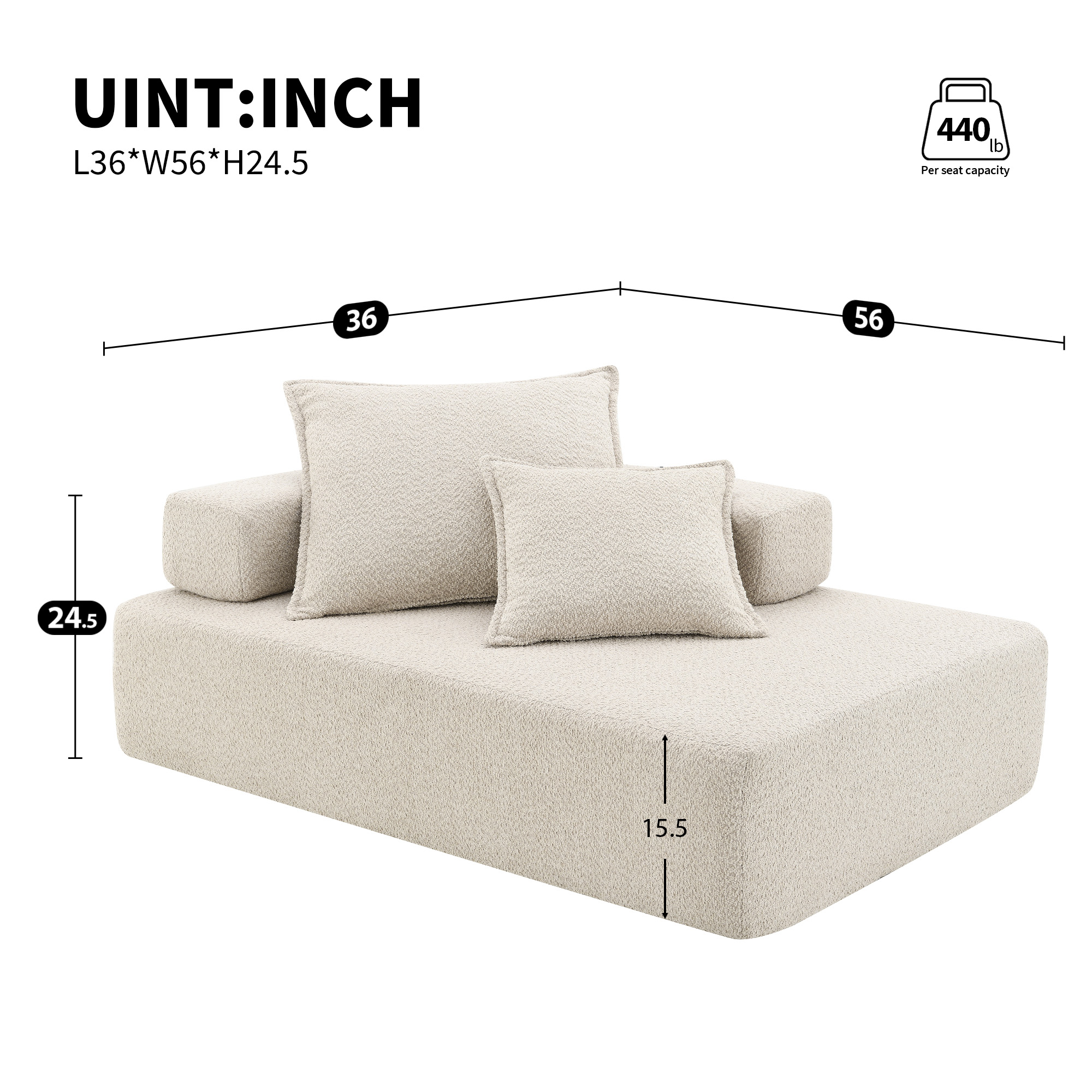 Lounge Frame for Oversized Modular U Shaped Sectional Sofa,Luxury Boucle Floor Couch Set,Convertible Sleeper Couch,Spacious Foam-Filled Sofa Bed for Living Room