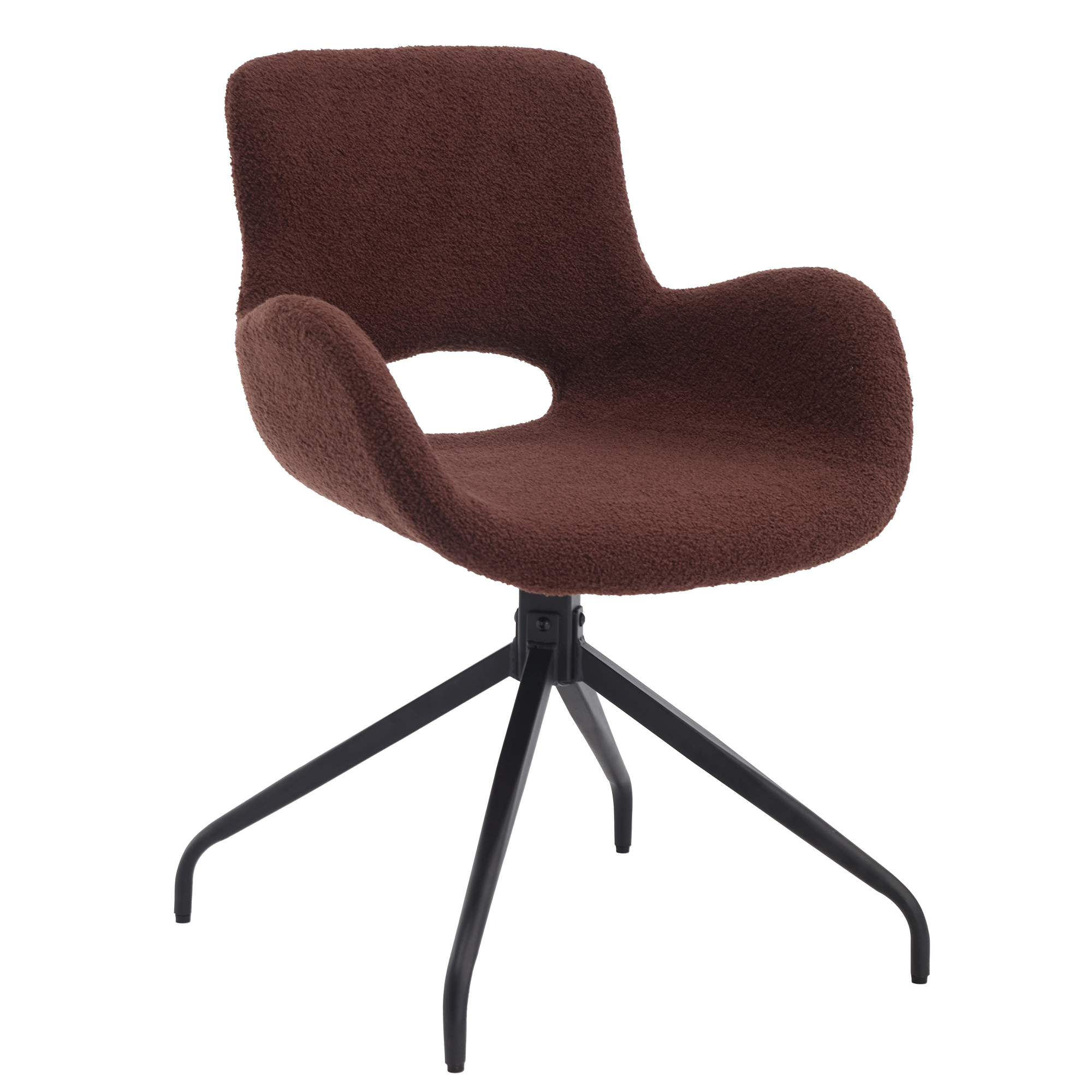 TS Teddy Velvet Upholstered Chair with Metal Legs,Modern Accent Without Wheels, Home Office Chair Desk Chair Computer Task Chair with 360 Degree Rotating for Office Bedroom Living Room,Dark Brown