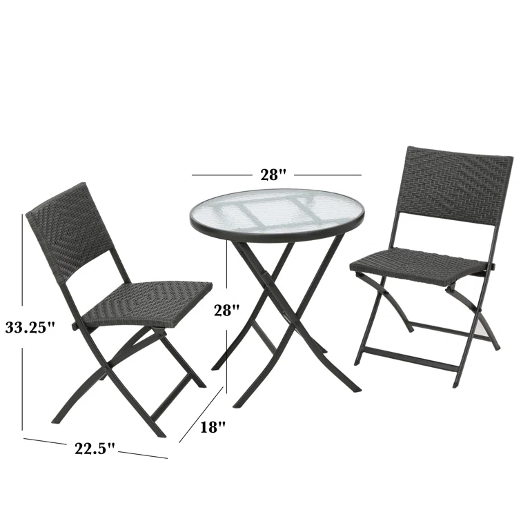 EL PASO 3PC FOLDING TABLE/CHAIR SET