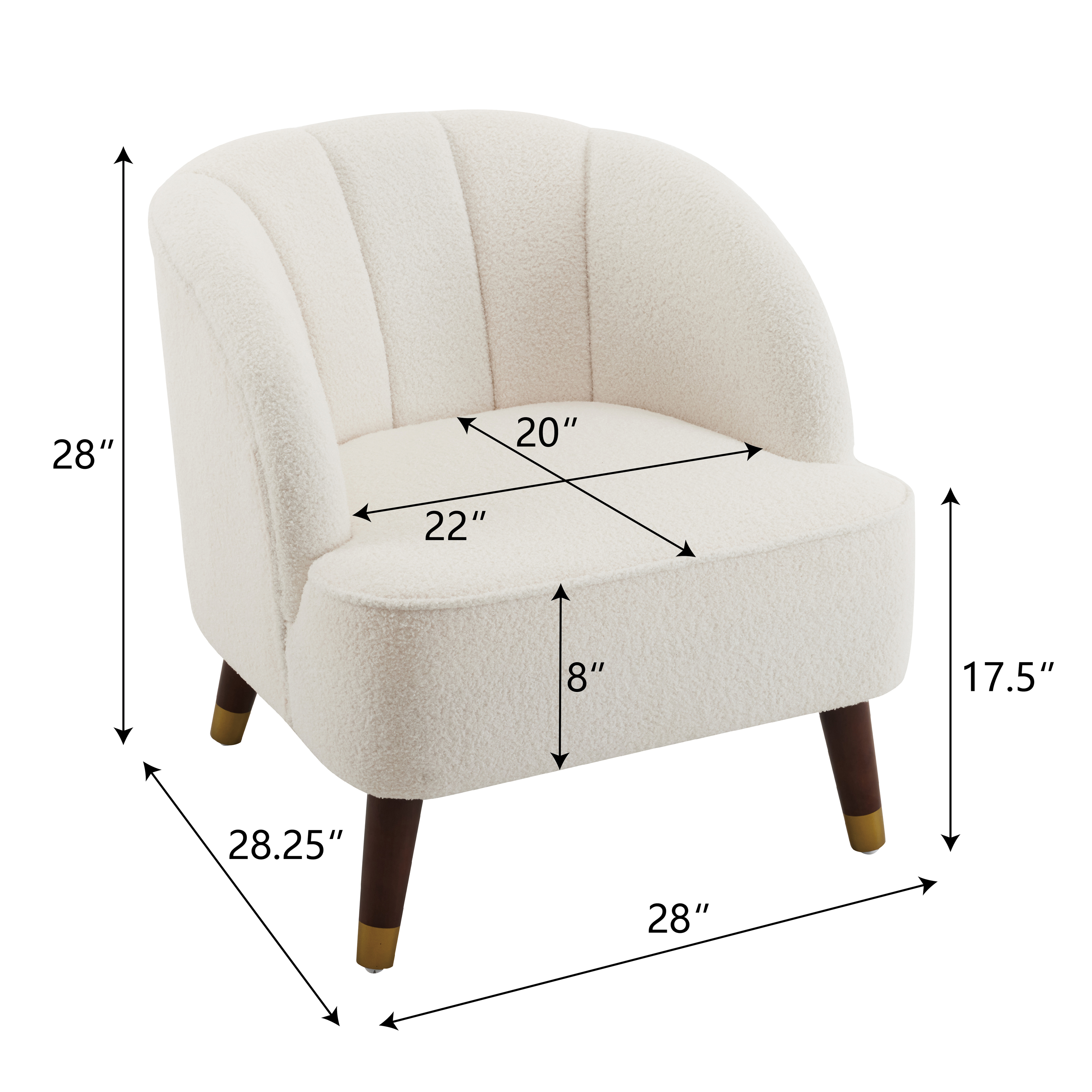 Upholstered Barrel Accent Chair With Wooden Legs