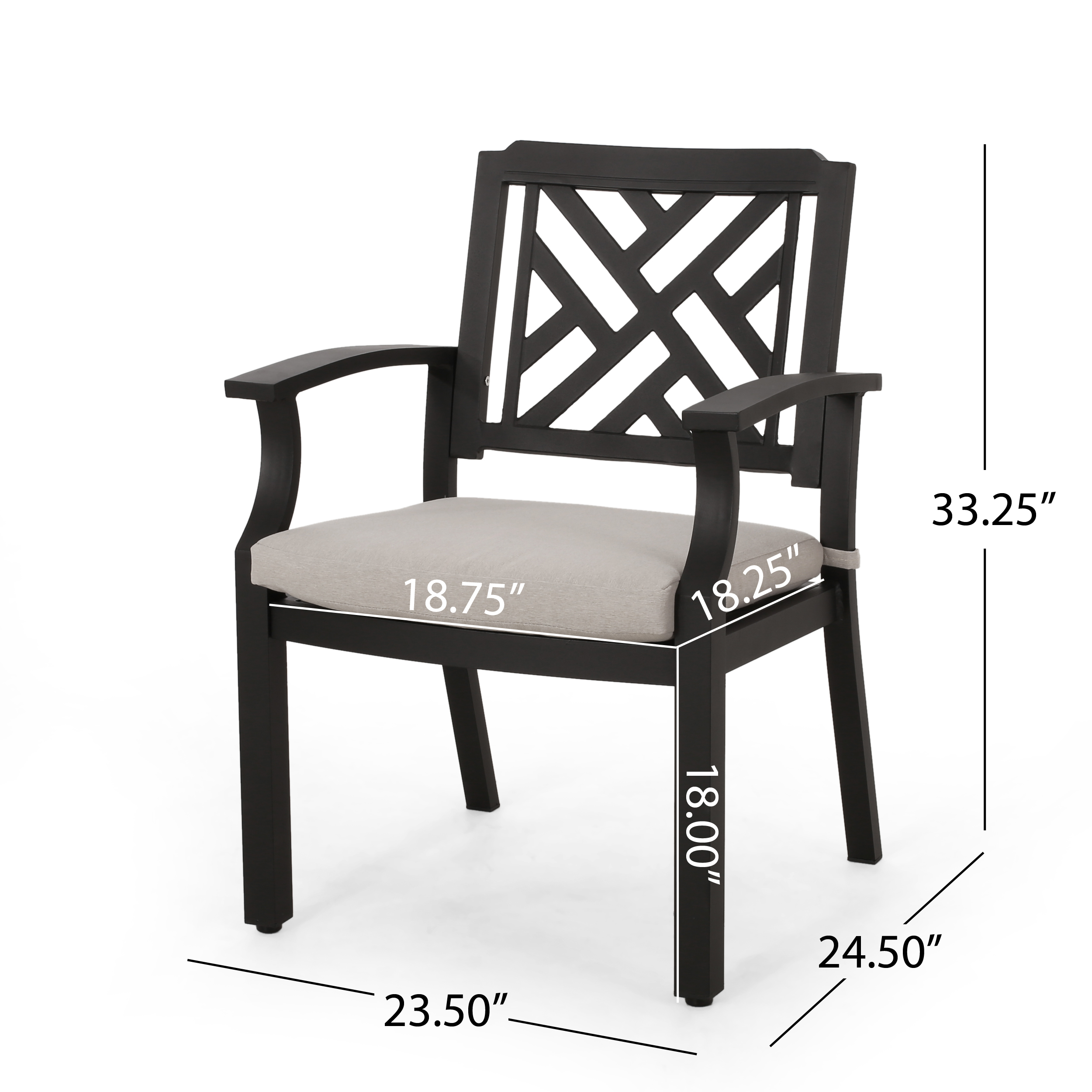 Outdoor Dining Chairs, Light Beige + Antique Matte Black (Set of 2)