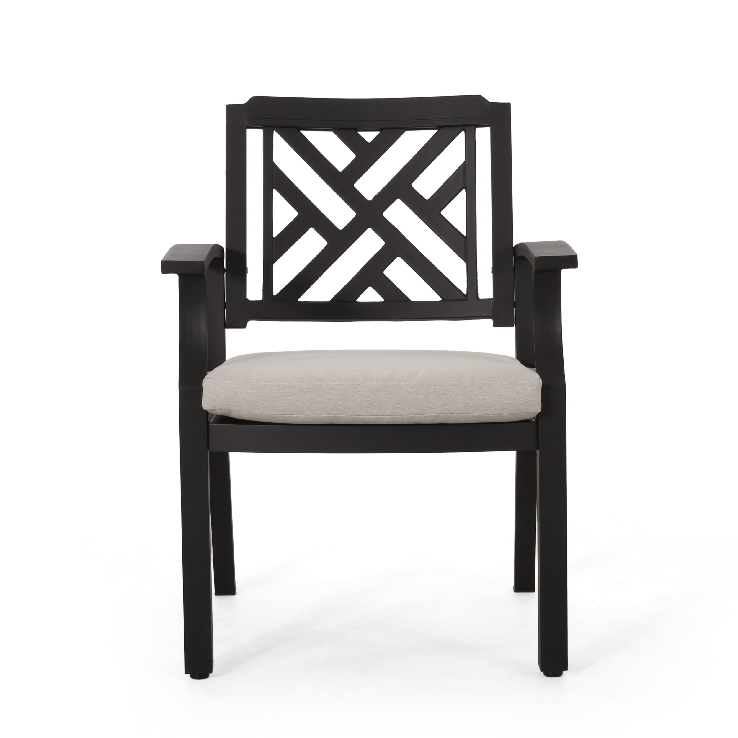 Outdoor Dining Chairs, Light Beige + Antique Matte Black (Set of 2)