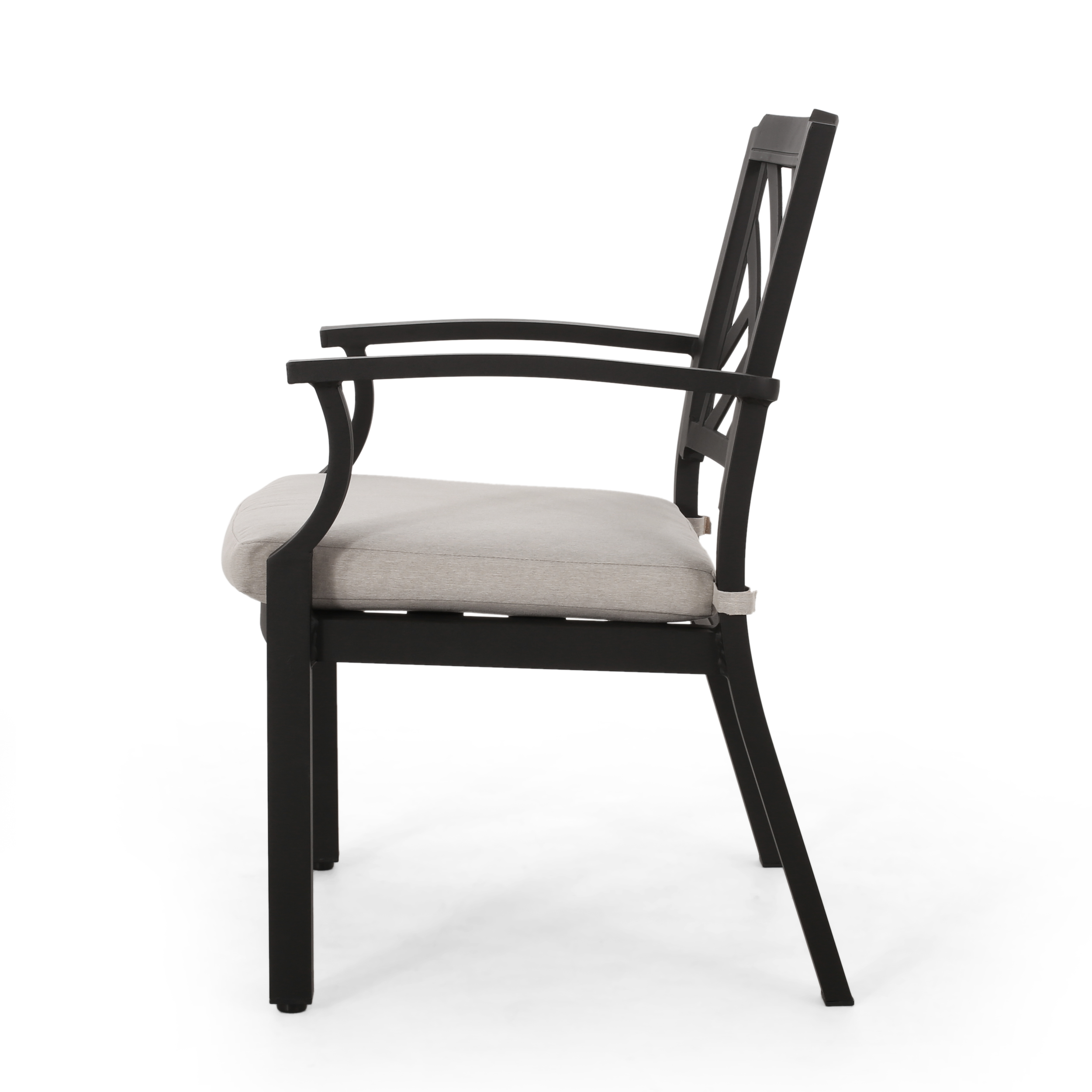 Outdoor Dining Chairs, Light Beige + Antique Matte Black (Set of 2)