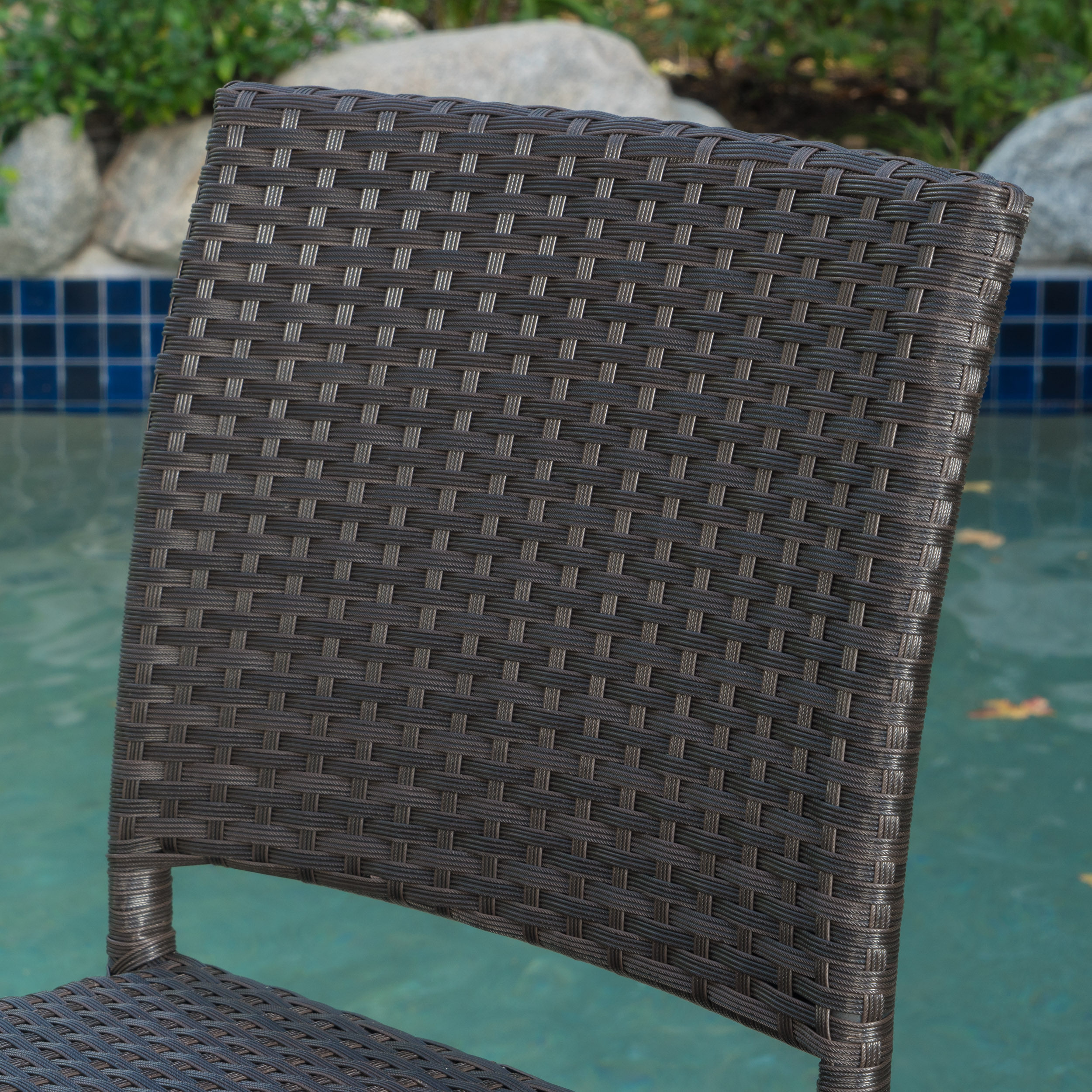 Outdoors Dark Brown Wicker Barstools - Set of 2