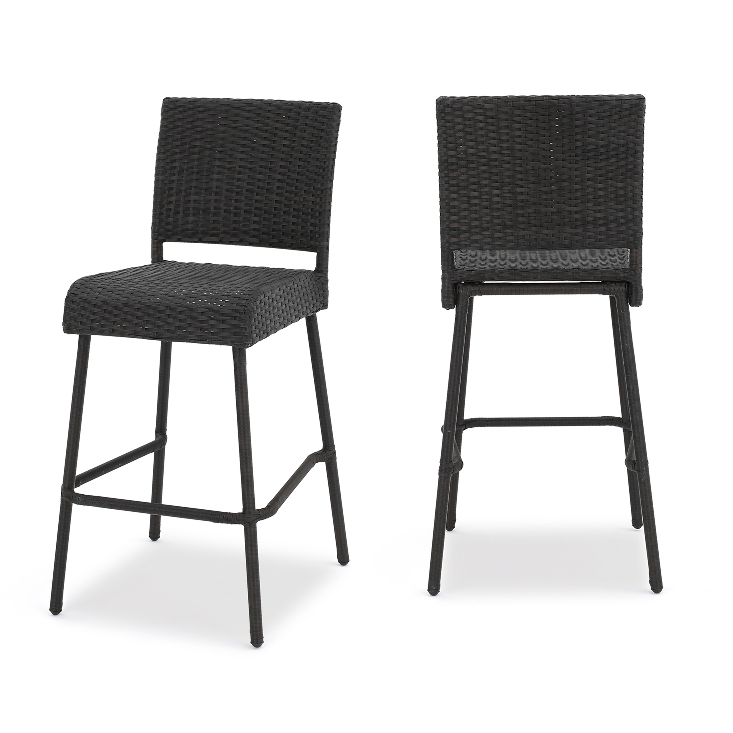 Outdoors Dark Brown Wicker Barstools - Set of 2