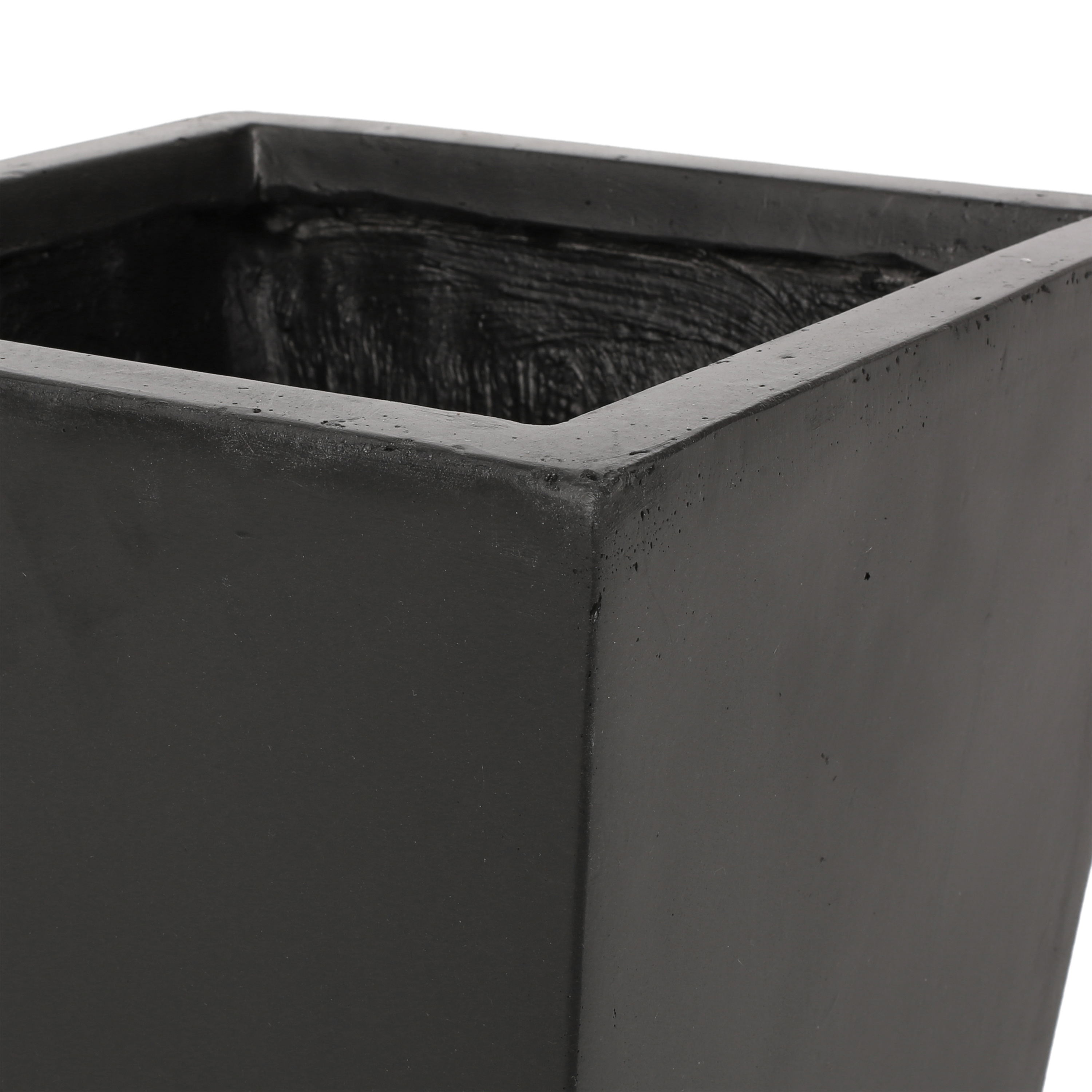 13" Outdoor Modern MGO Small Cast Stone Planter, Black