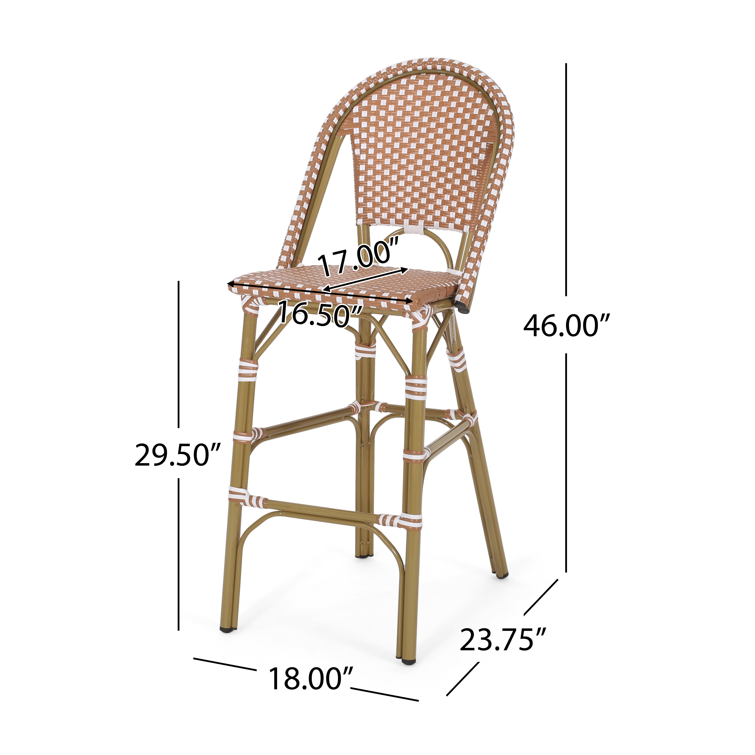 WICKER BAR STOOL WITH ALUMINUM FRAME