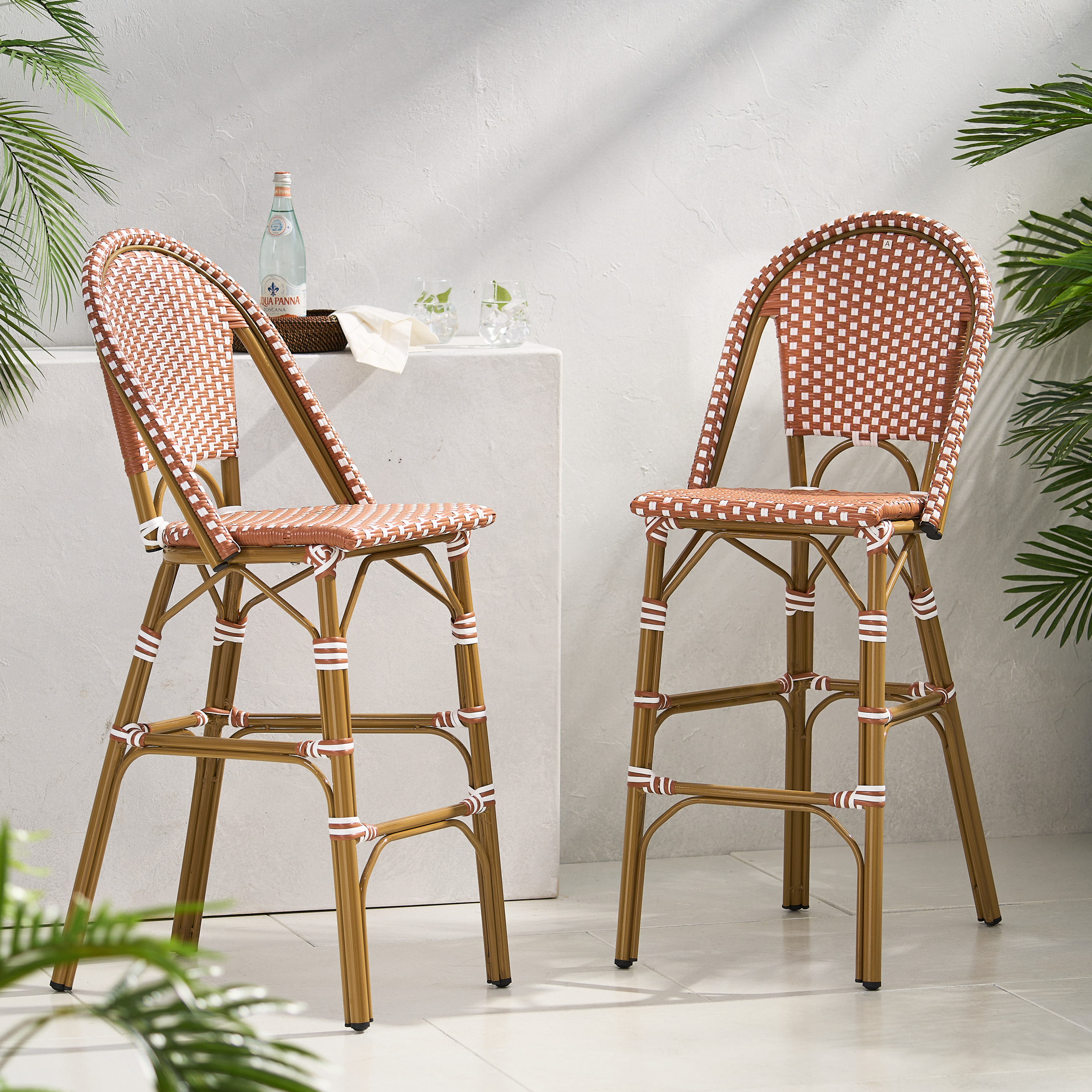 WICKER BAR STOOL WITH ALUMINUM FRAME