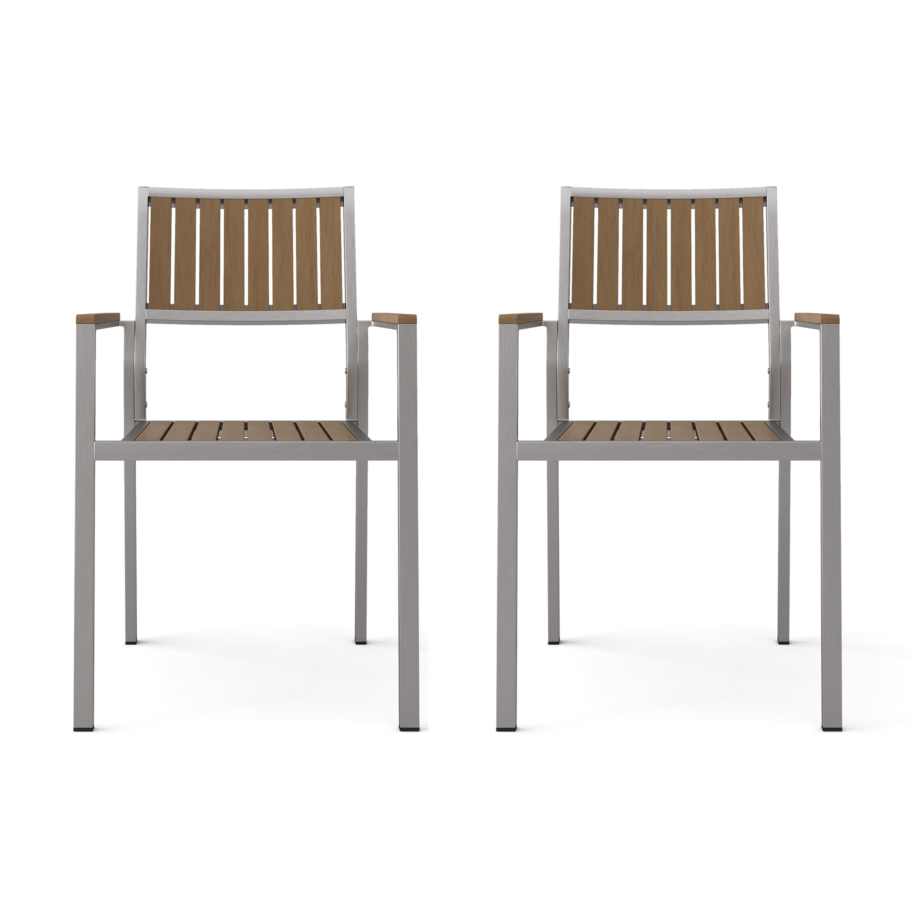 CAPE CORAL ALUMINUM WITH WOOD DINING CHAIR (SET OF 2)