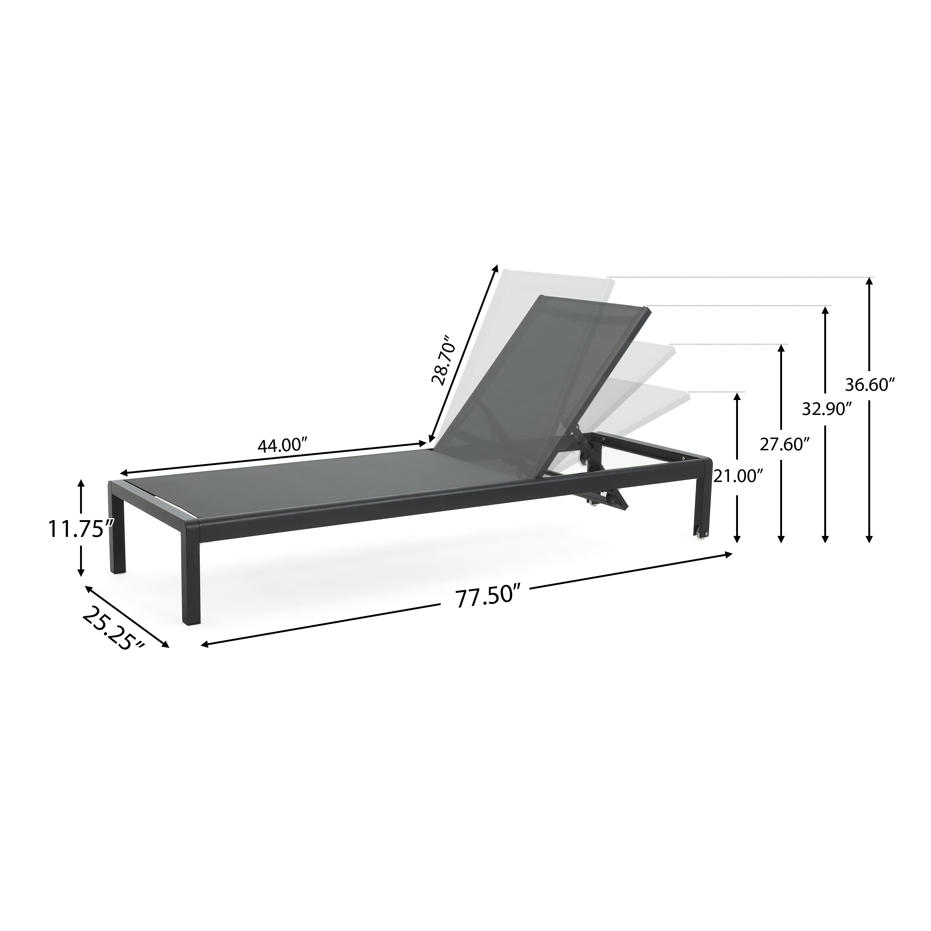 CAPE CORAL KD CHAISE LOUNGE BLK(MP2)( SET OF 2 )