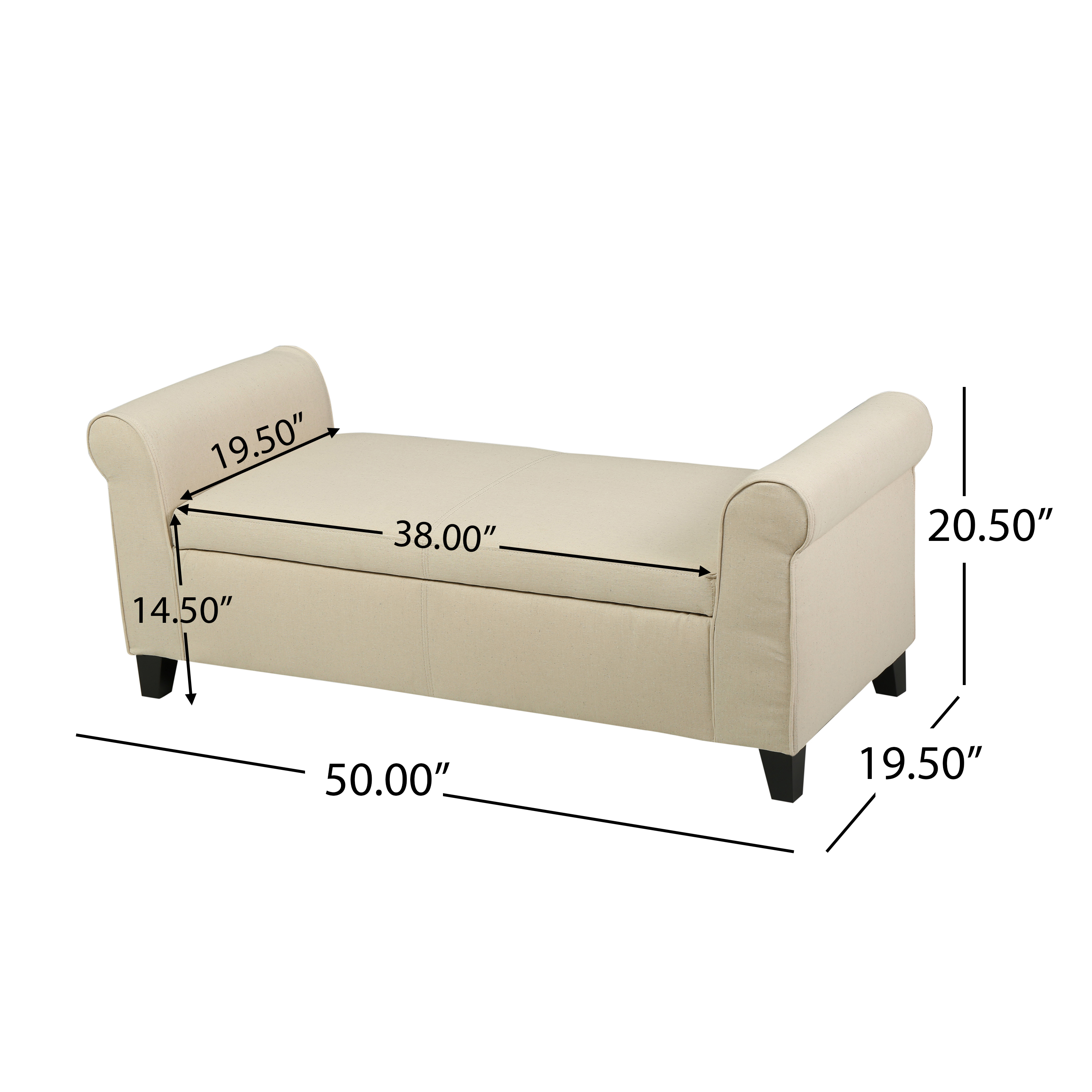 HAYES ARMED STORAGE BENCH