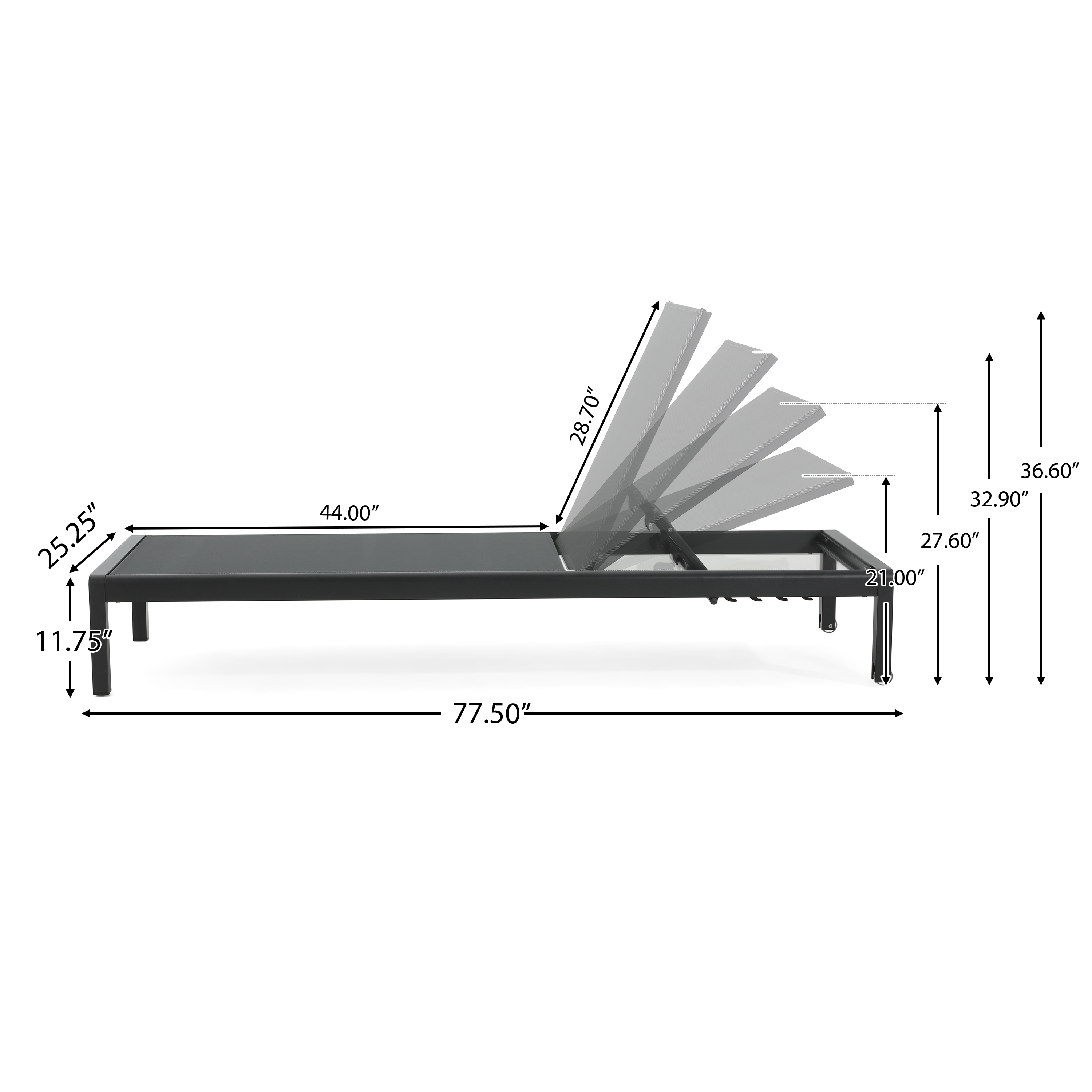 CAPE CORAL KD CHAISE LOUNGE BLK(MP2)( SET OF 2 )