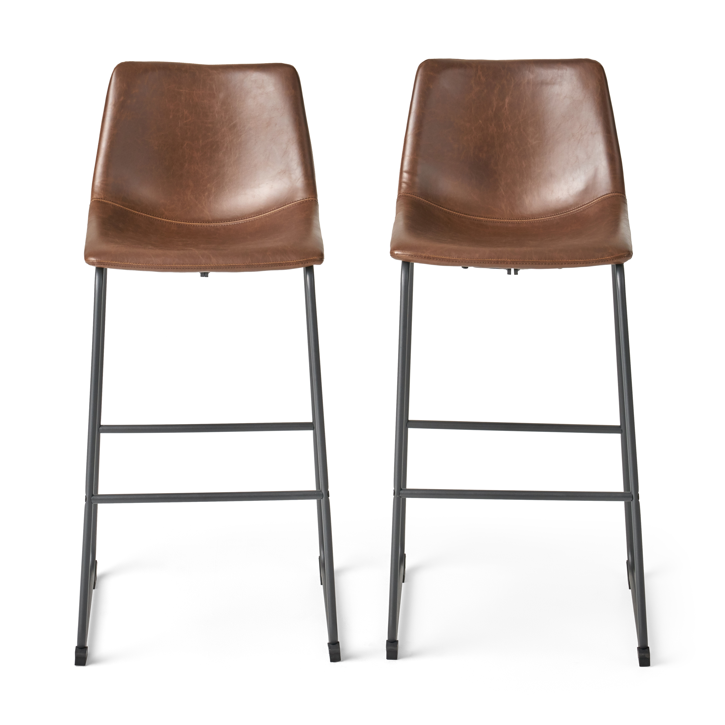 Set of 2 30" Cedric Faux Leather Barstool Vintage Brown