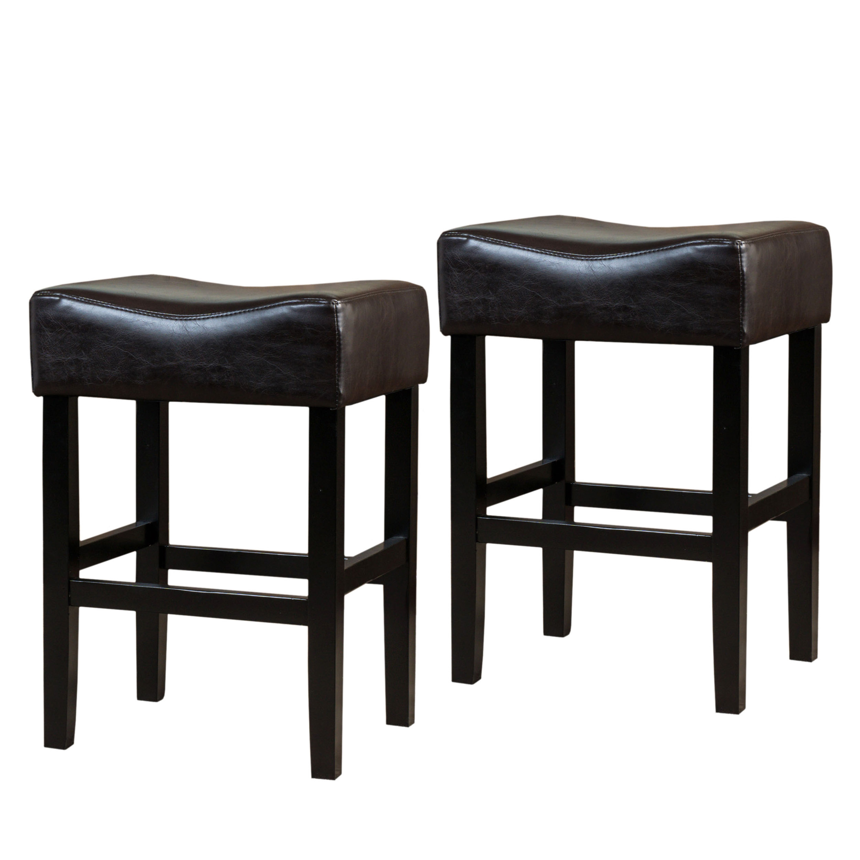 26" Backless Counter Stools, 2-Pcs Set, Brown