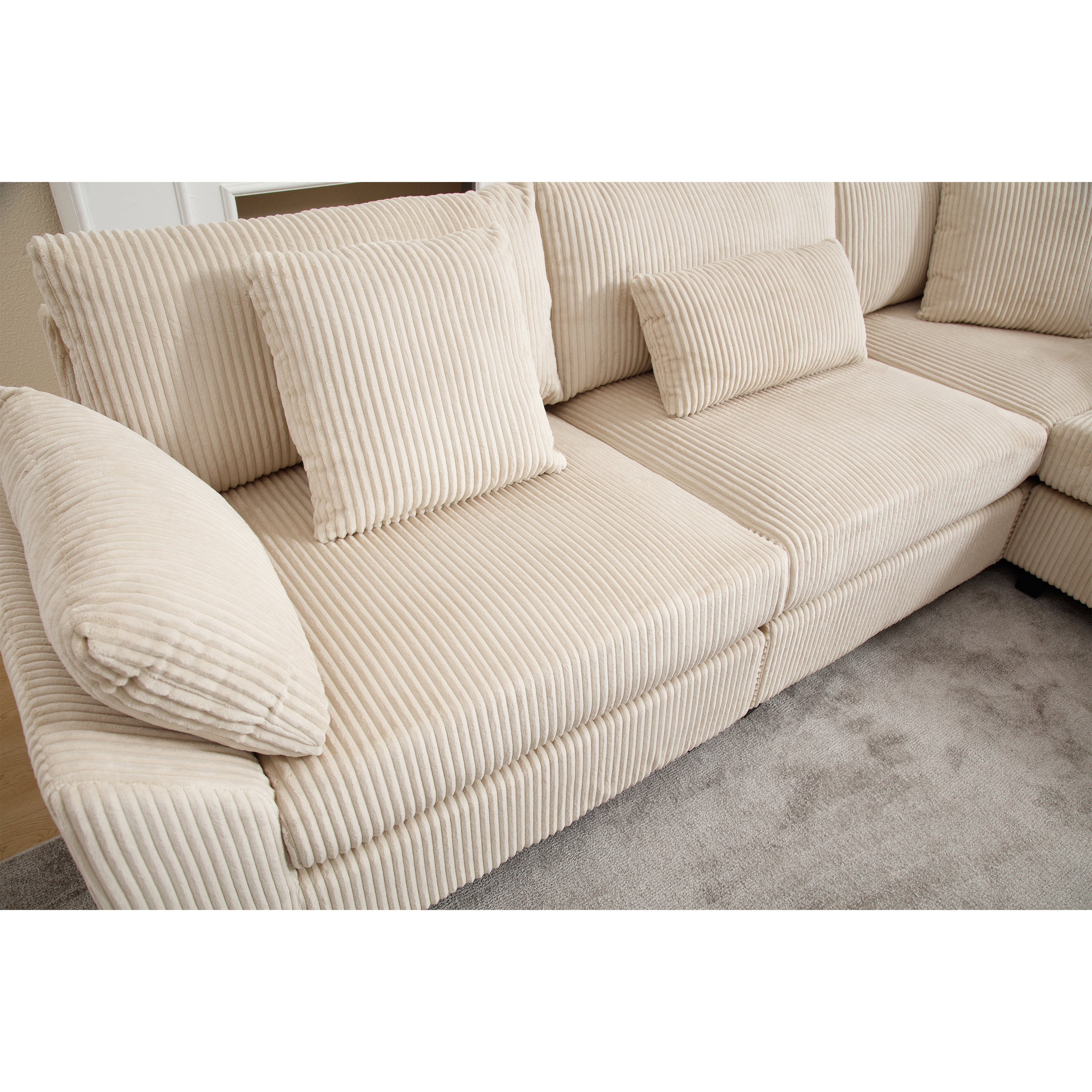 {NEW ARRIVAL} {VIDEO provided} Oversized Modular Sectional Sofa Couch,Modern Minimalist Couches for Living Room,Free Combination Deep Seat Corner Couch for Living Room,Corduroy, Beige