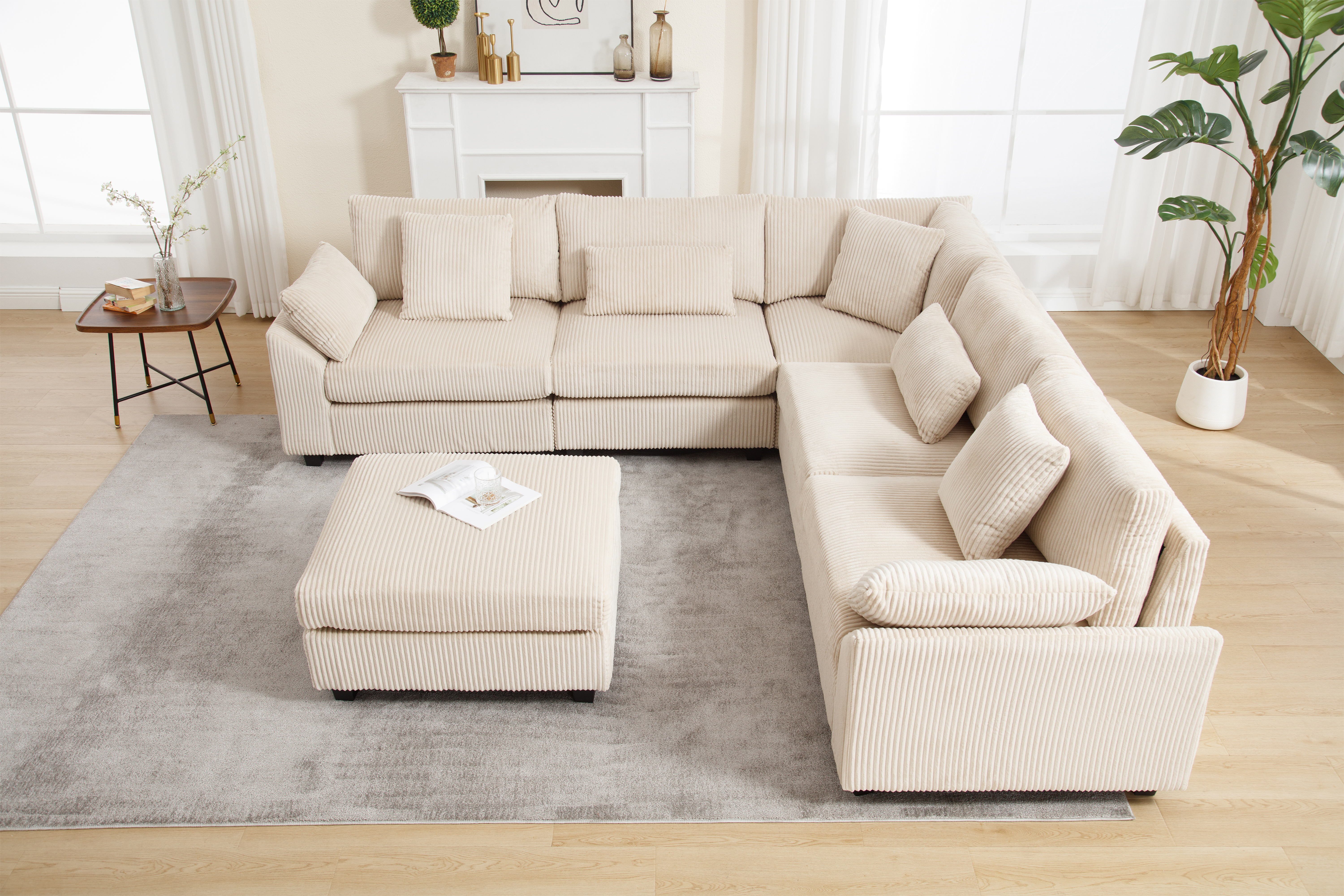 {NEW ARRIVAL} {VIDEO provided} Oversized Modular Sectional Sofa Couch,Modern Minimalist Couches for Living Room,Free Combination Deep Seat Corner Couch for Living Room,Corduroy, Beige