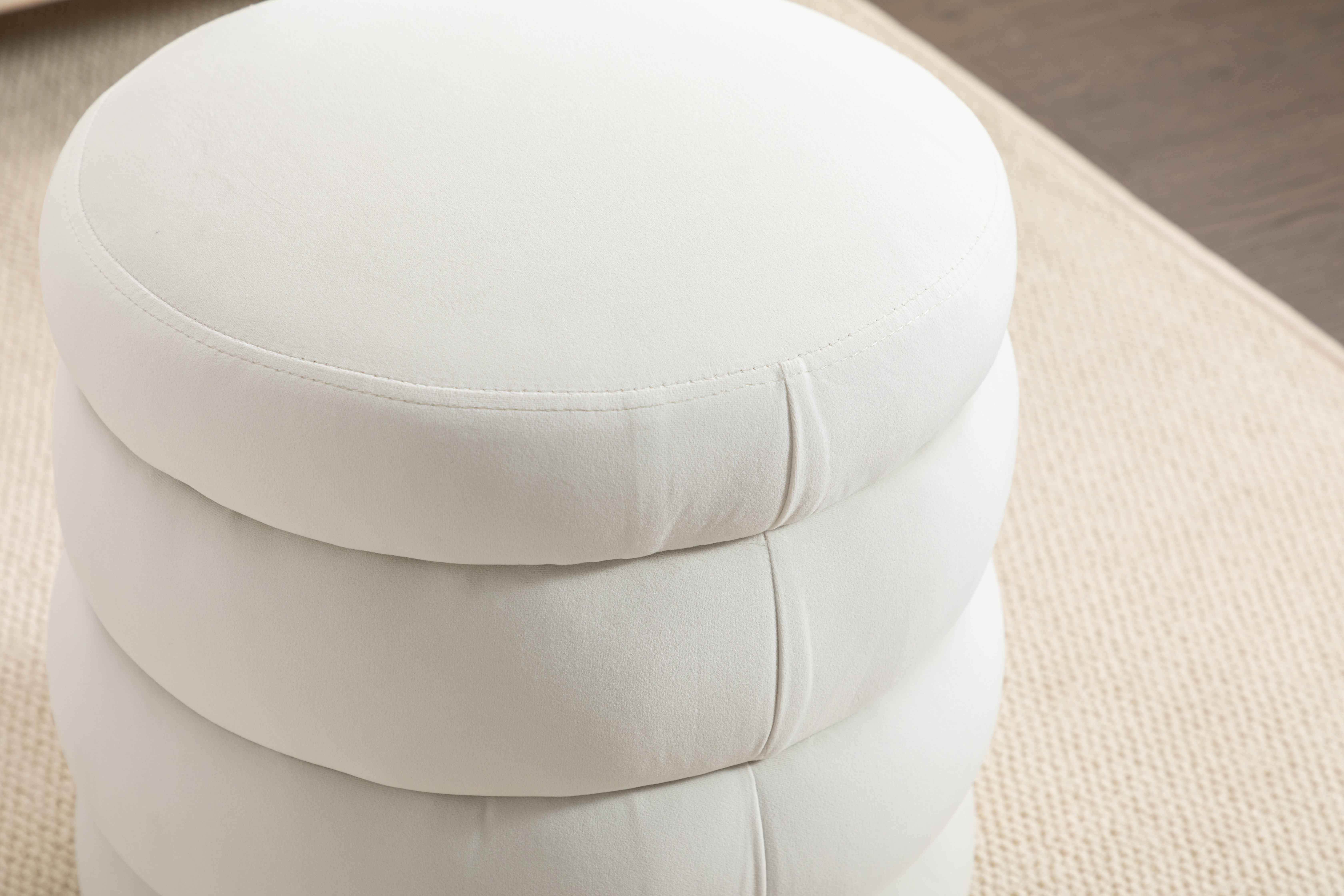 006-Soft Velvet  Round Ottoman Footrest Stool