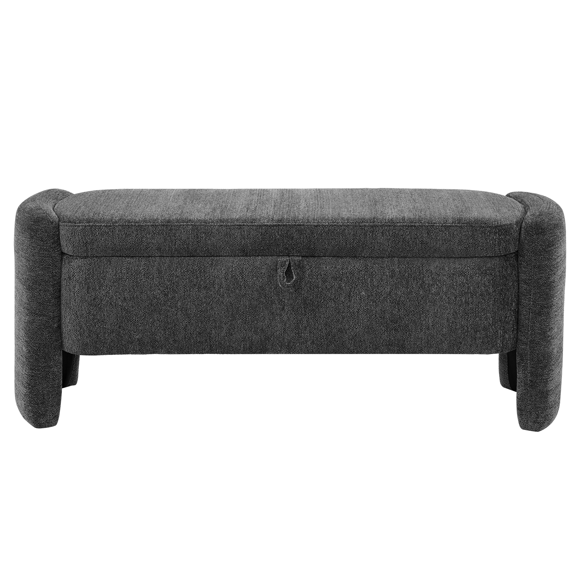 Ottoman Oval Storage Bench Chenille Fabric Bench with Large Storage Space for the Living Room, Entryway and Bedroom,gray