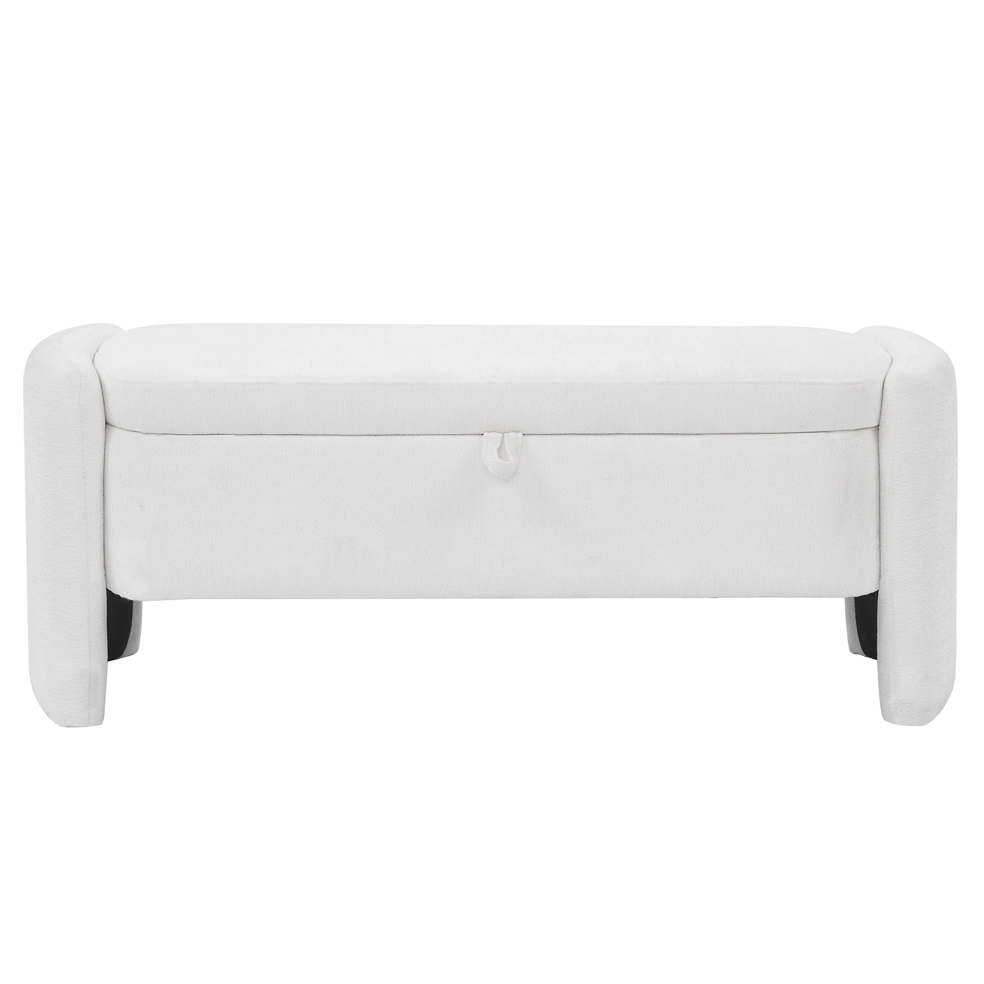 Oval Ottoman  Storage Bench Chenille Fabric Bench with Large Storage Space for the Living Room, Entryway and Bedroom,Cream white