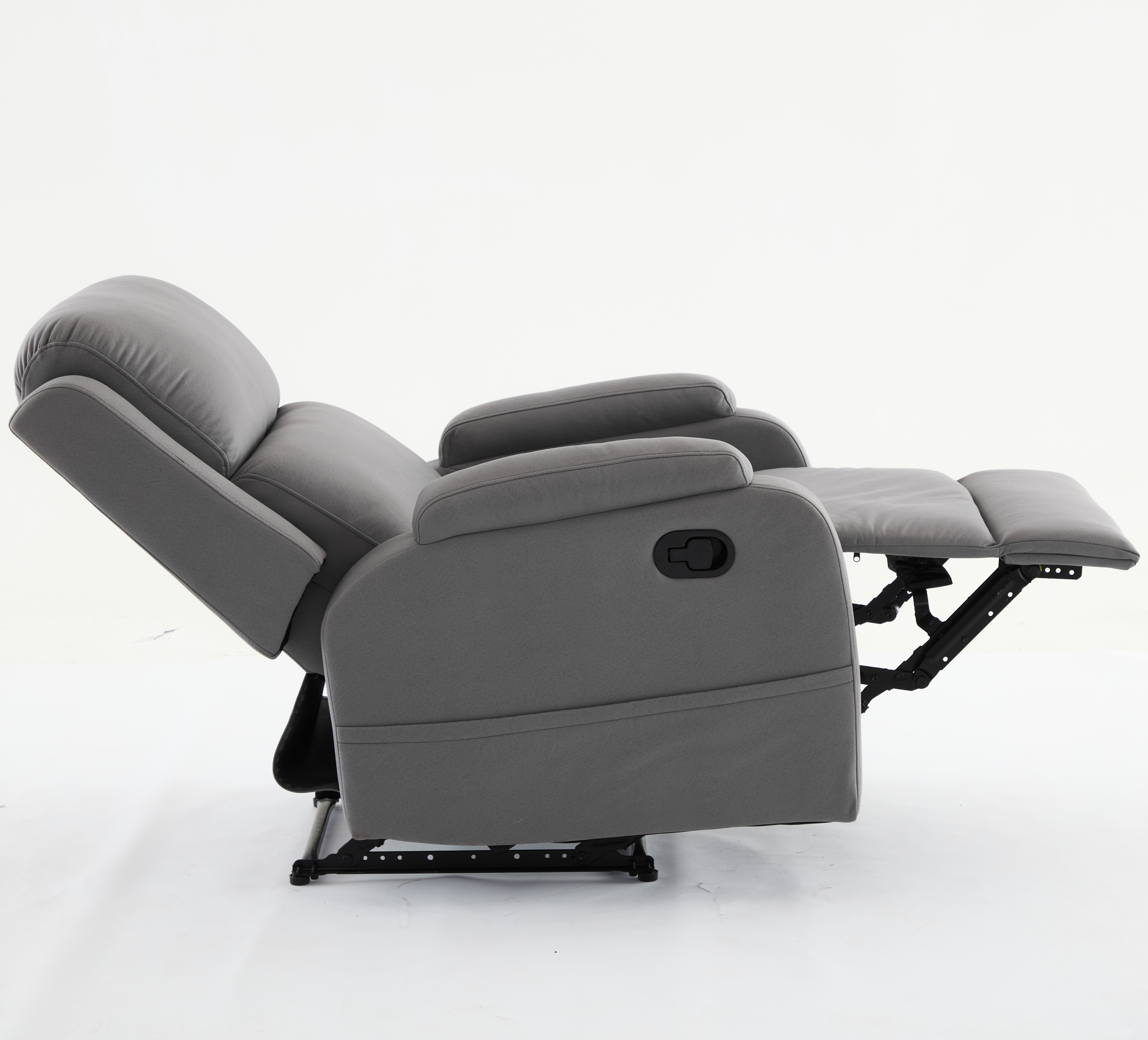 Best Choice Products PU Leather Recliner, Recliner Massage Chair, Adjustable Furniture for Back, Legs w/ 3 Positions,Easy-to-Reach Side Button - 灰色